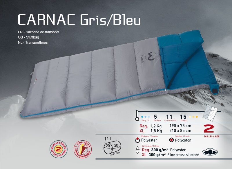 Wilsa Slaapzak Carnac XL 210x85cm Grijs/blauw