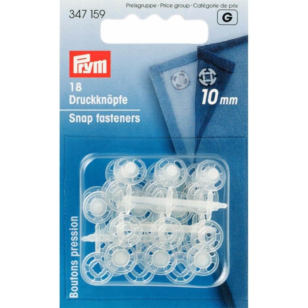 Prym Aannaaidrukknoop KST Rond 10 mm Transparant - 18 stuks