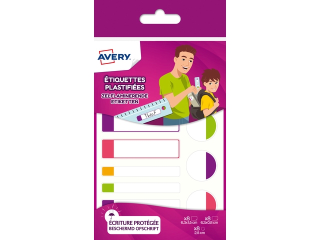Avery Etiketten Zelflaminerend Fluo 24 stuks
