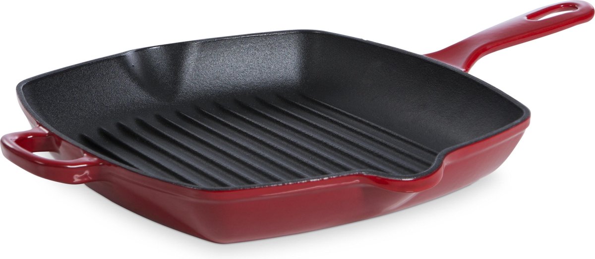 BK Grillpan Bourgogne Chili Red 26cm - Gietijzer - alle Vuren
