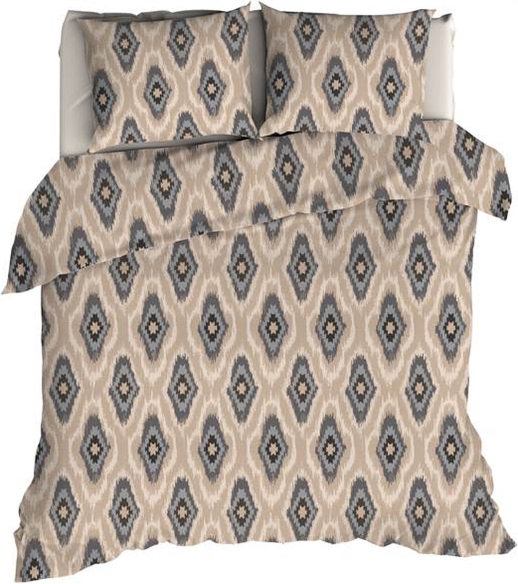 Romanette Dekbedovertrekset Ottoman 200x200-220 cm Flanel Beige Antraciet