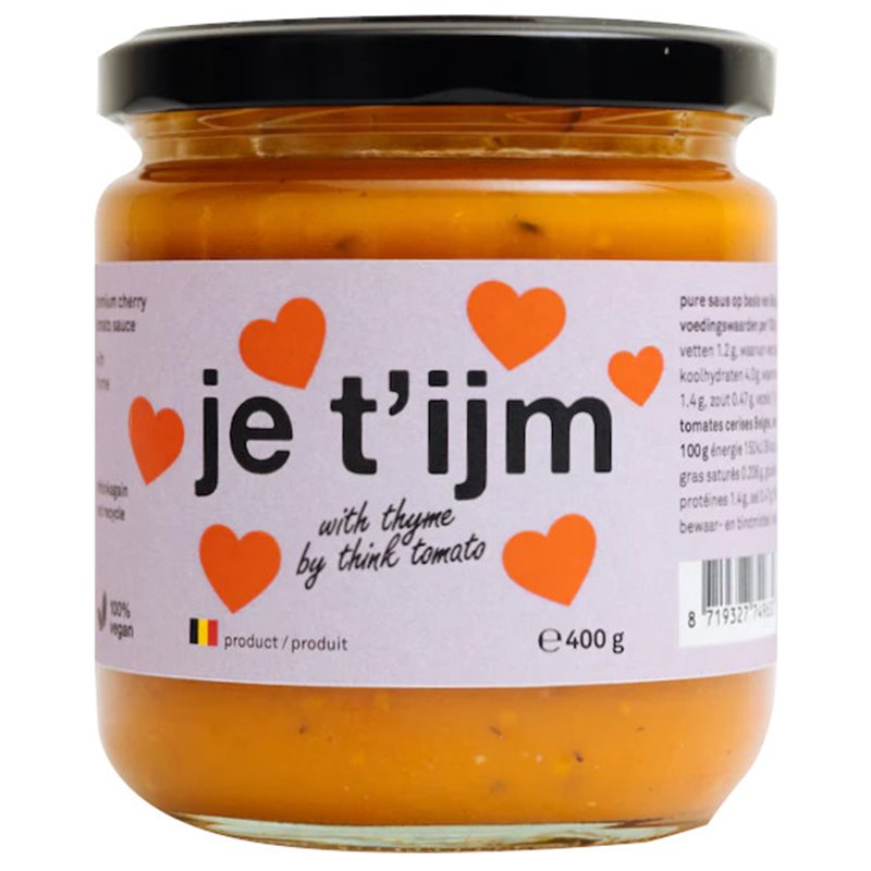 Think Tomato Huisgemaakte Saus J'Tijm & Belgische Kerstomaten 400g