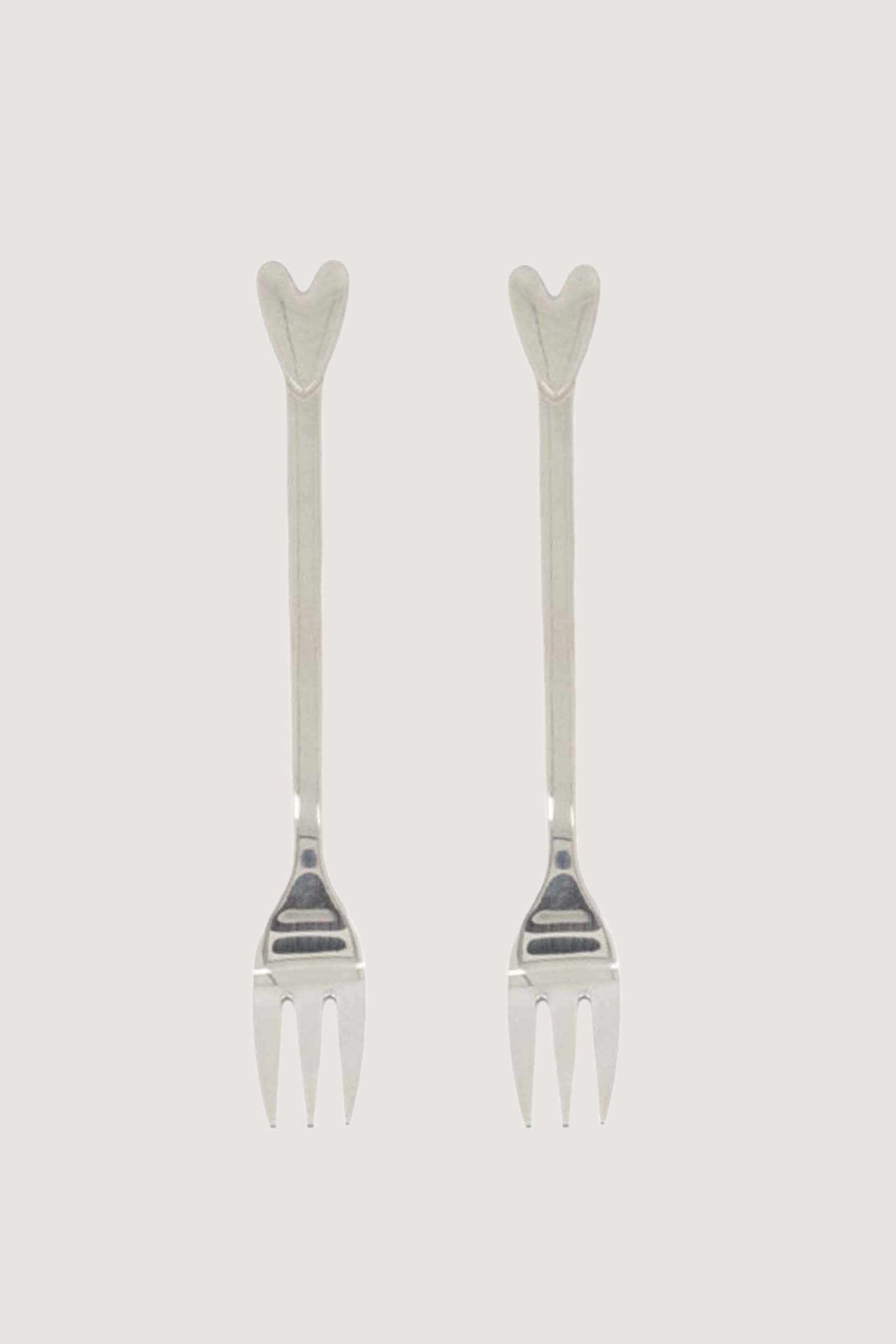 Zusss Dessertvorkjes Heart Silver set 2 stuks - 13cm