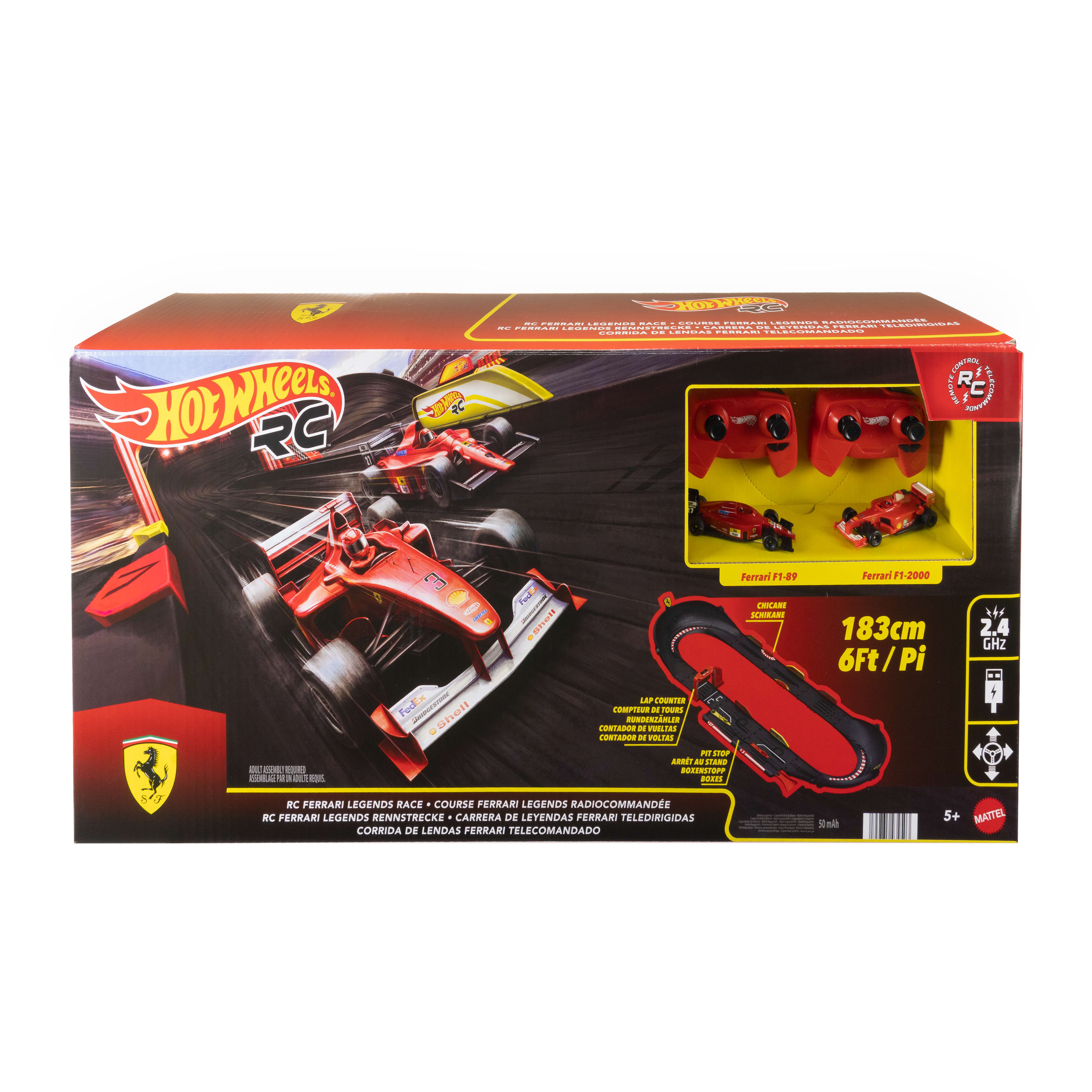Hot Wheels F1 Ferrari Legends R/C Race Track Set, 2 RC F1 Auto's
