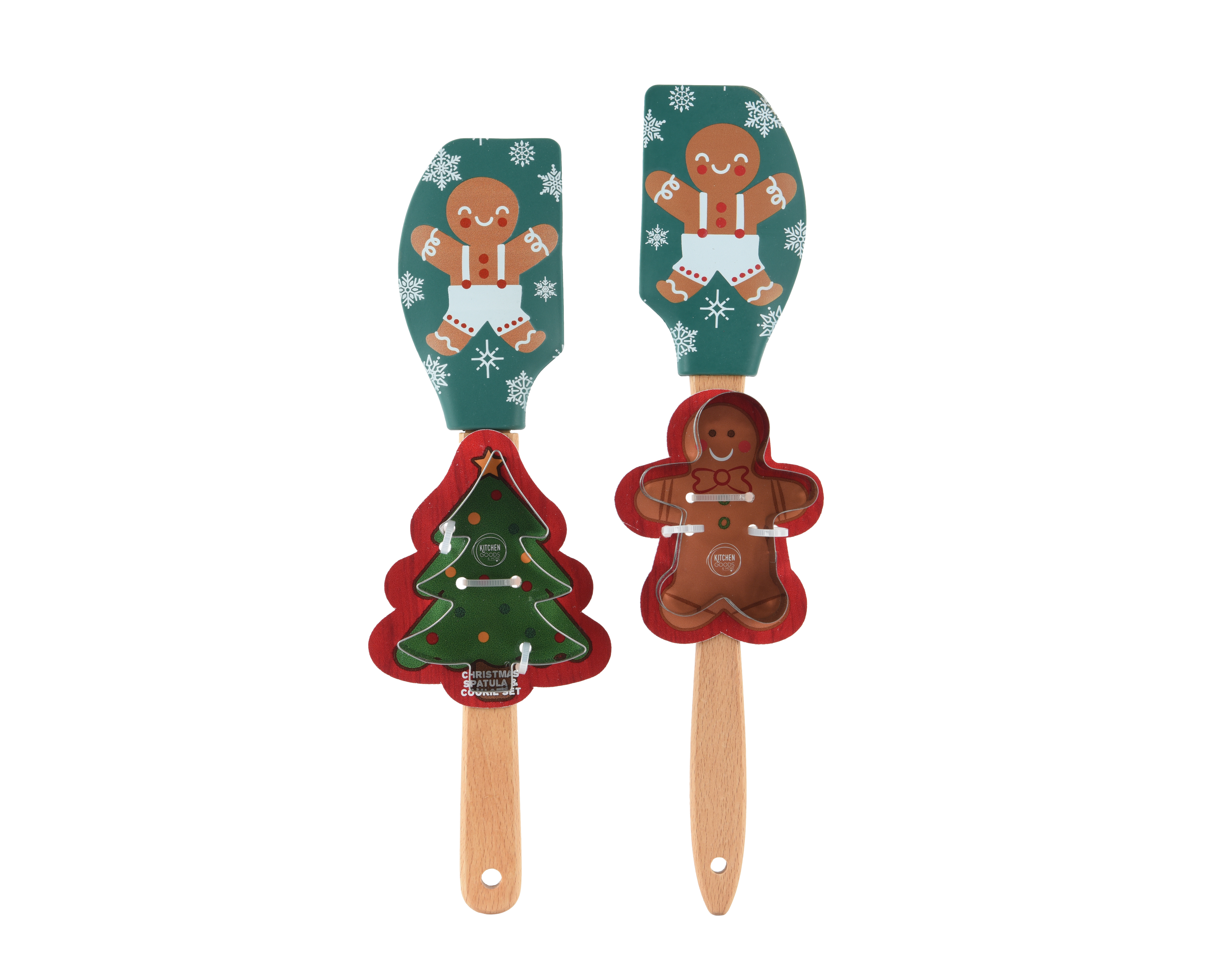 Bakset Spatel + Uitsteekvorm - Kerstboom/Peperkoeken Mannetje - assorti - prijs per stuk