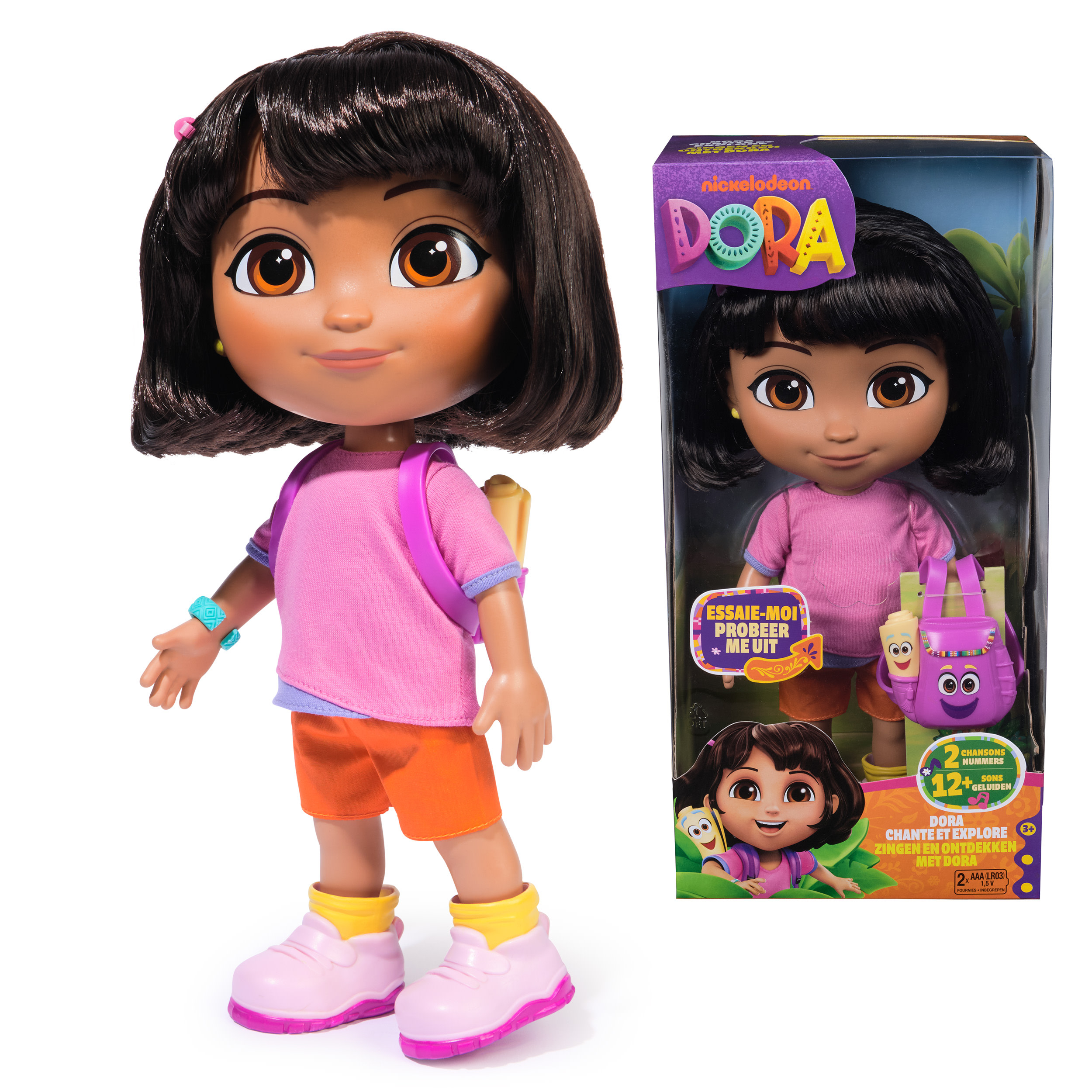 Dora - Zingende Dora pop 30 cm met accessoires, spreekt ook tweetalige zinnen
