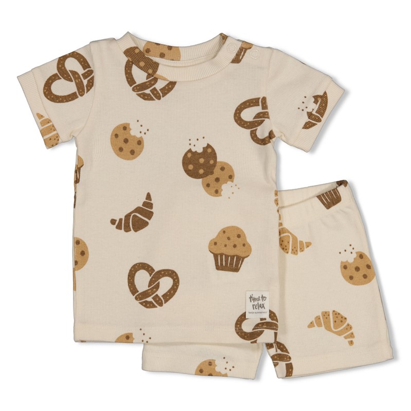 Feetje Shortama Kids Cosy Crumbs Summer Offwhite - 18 maand