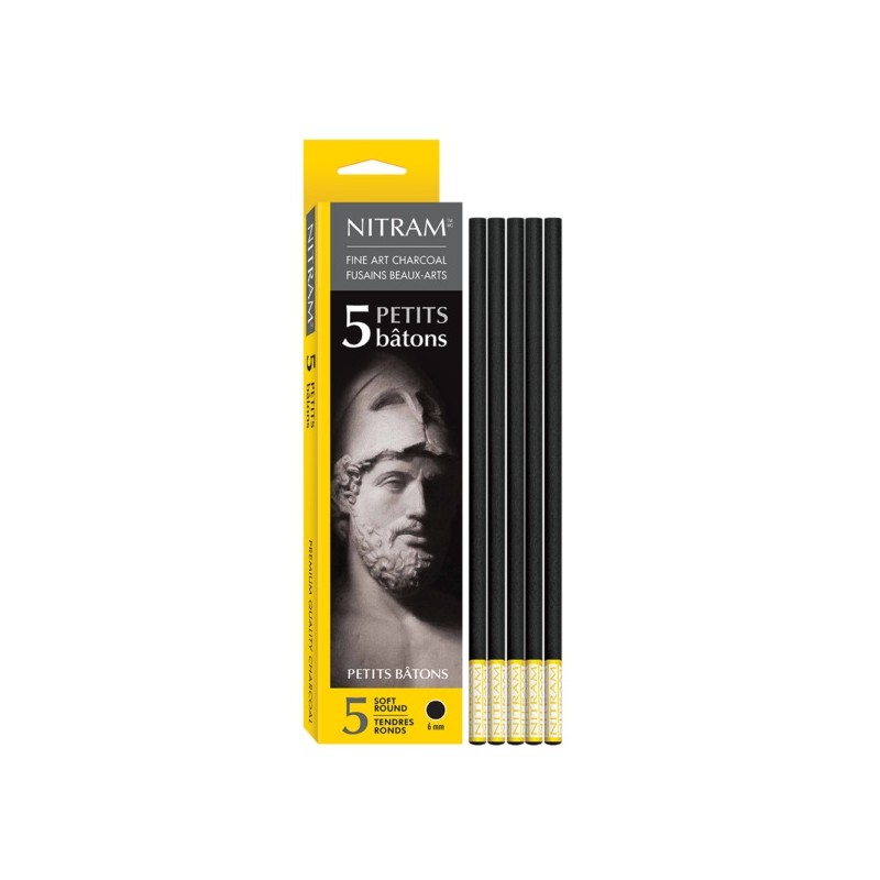 Nitram Houtskool Petit Baton Rond 6 mm - 5 stuks