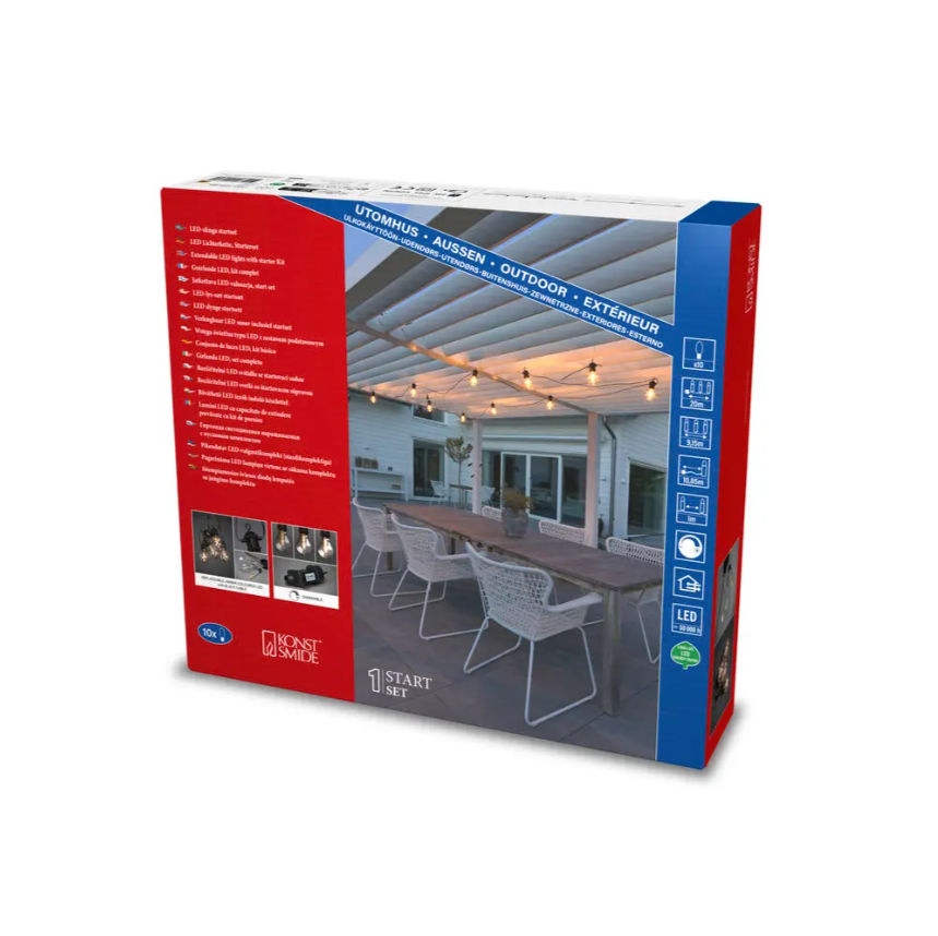 Konstsmide Lichtsnoer Startset Peer 9,15m met 10 Verwisselbare Lampen 15W 33lm 1800K