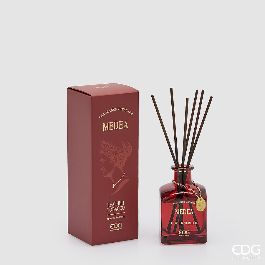 EDG Geurdiffuser Medea 160ml Leather Tobacco - Glas - 7x7x10 cm