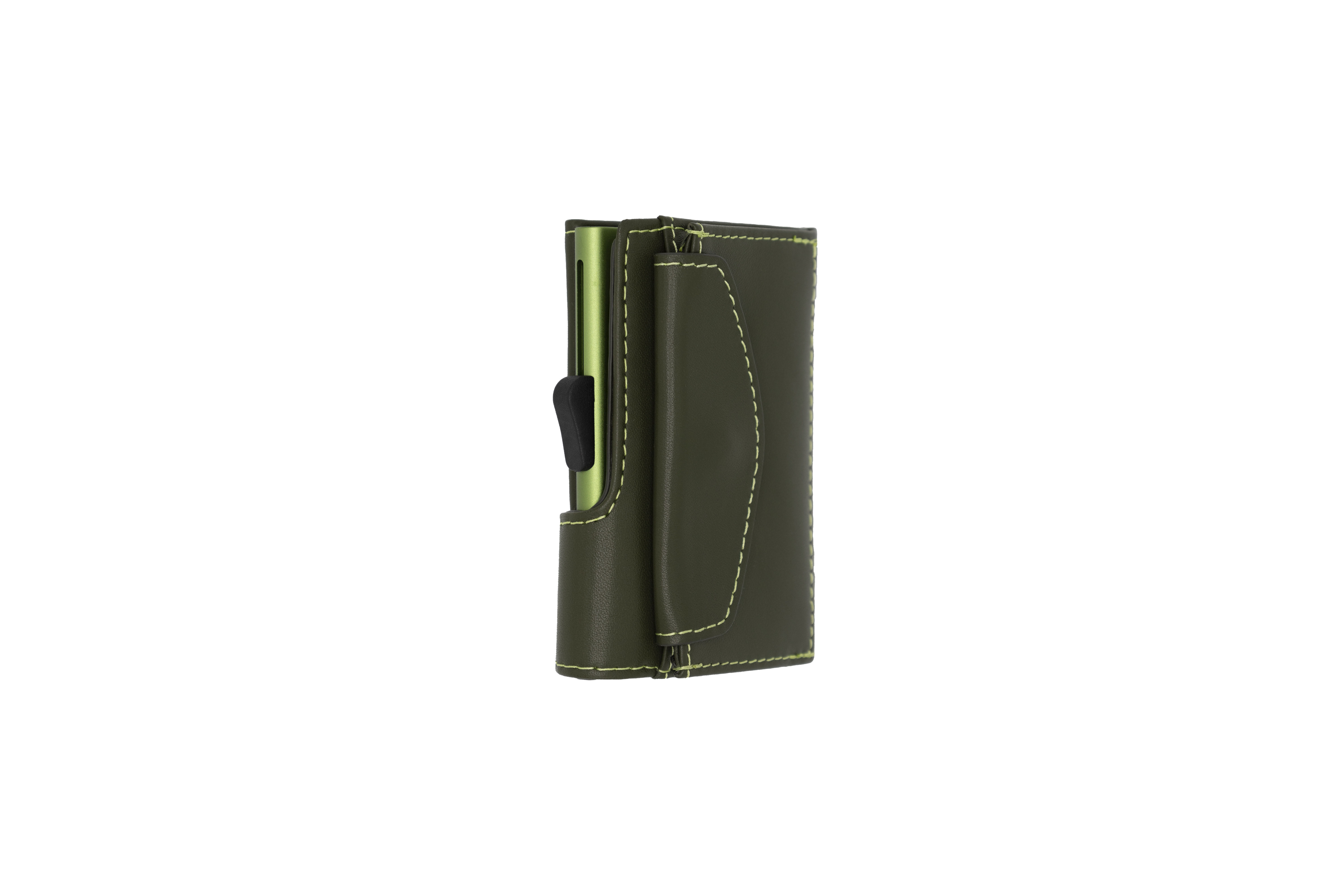 C-Secure Kaarthouder/Portefeuille Classic Leder met Geldvak 4-7 Kaarten Olive Green
