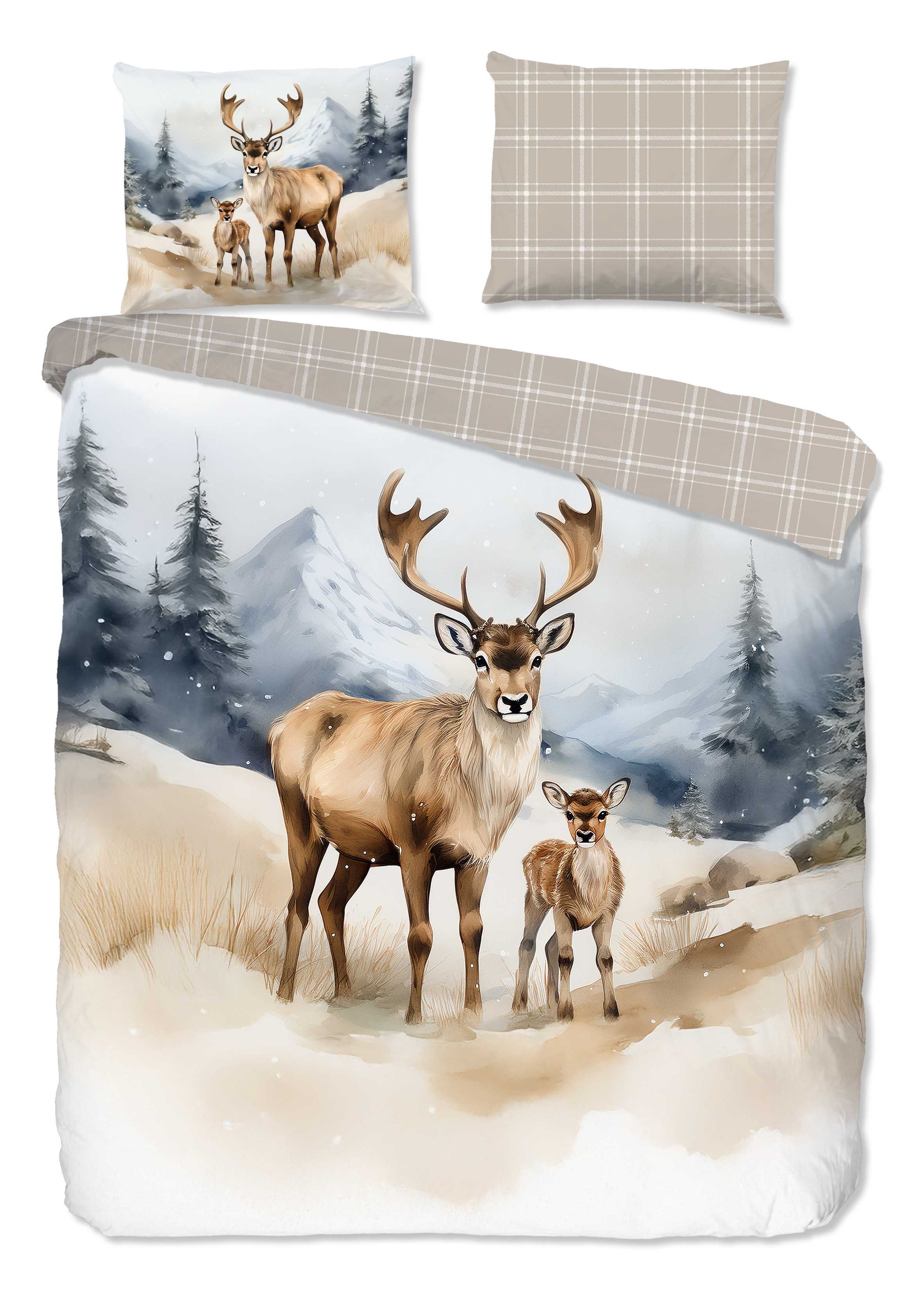 Good Morning Dekbedovertrek Mark 240x220 cm Flanel Zandkleur