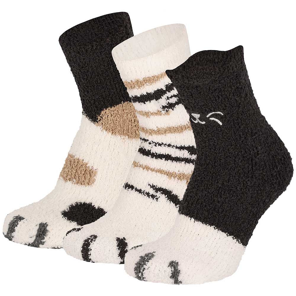 Apollo Bedsocks Dames Softy 3 paar Zwart/Bruin - One Size