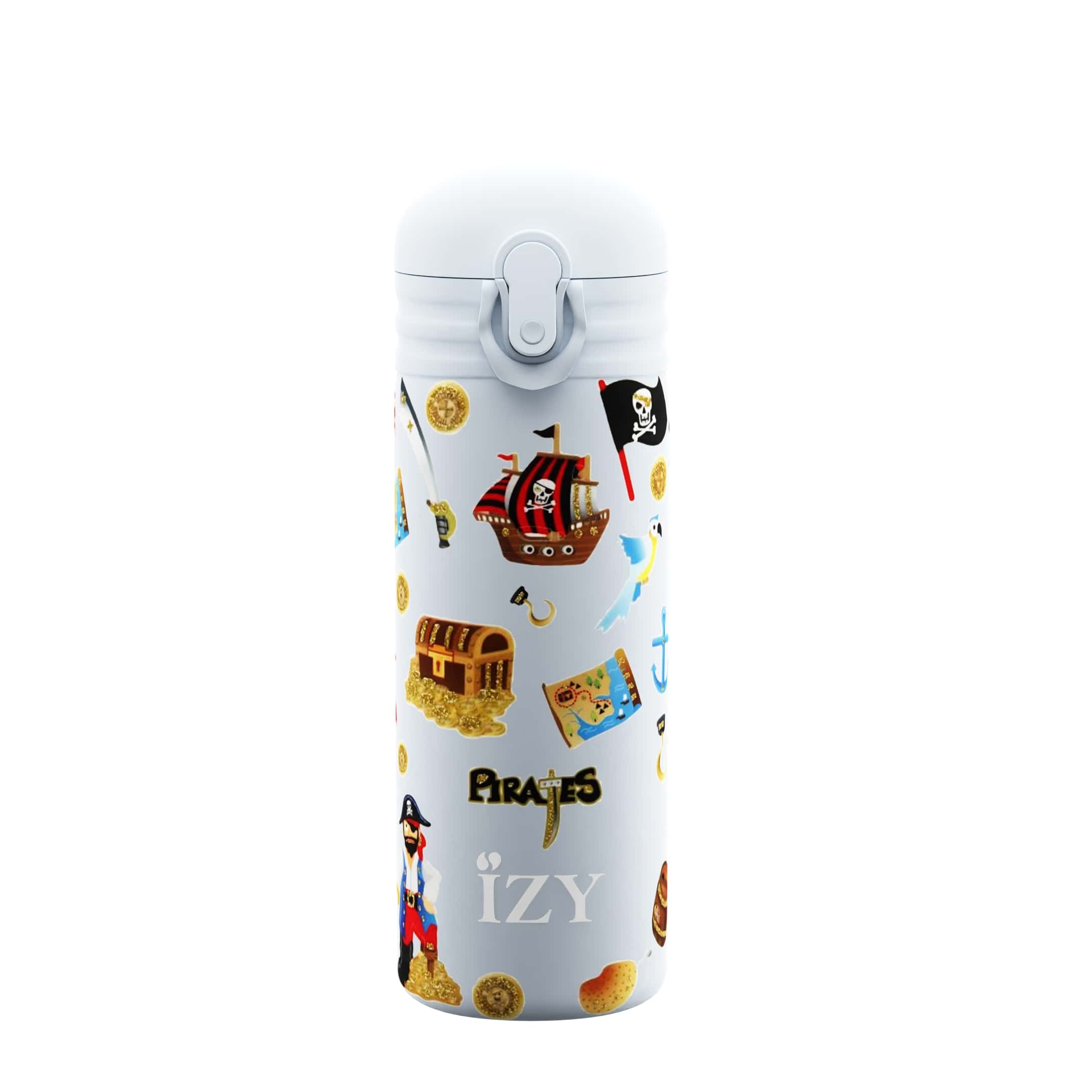 IZY Kids Isoleerfles Blue Pirates 350ml met Stickervel