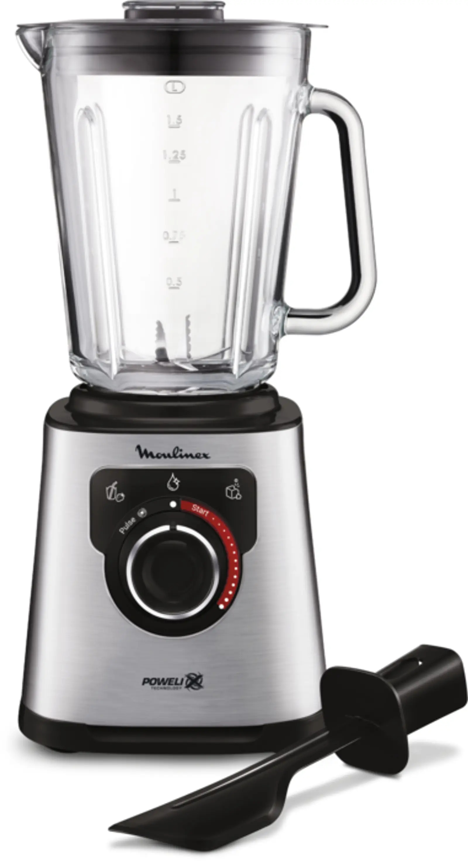 Moulinex Blender Perfectmix+, 1200 watt 1.5 Liter glazen kan, 4 messen