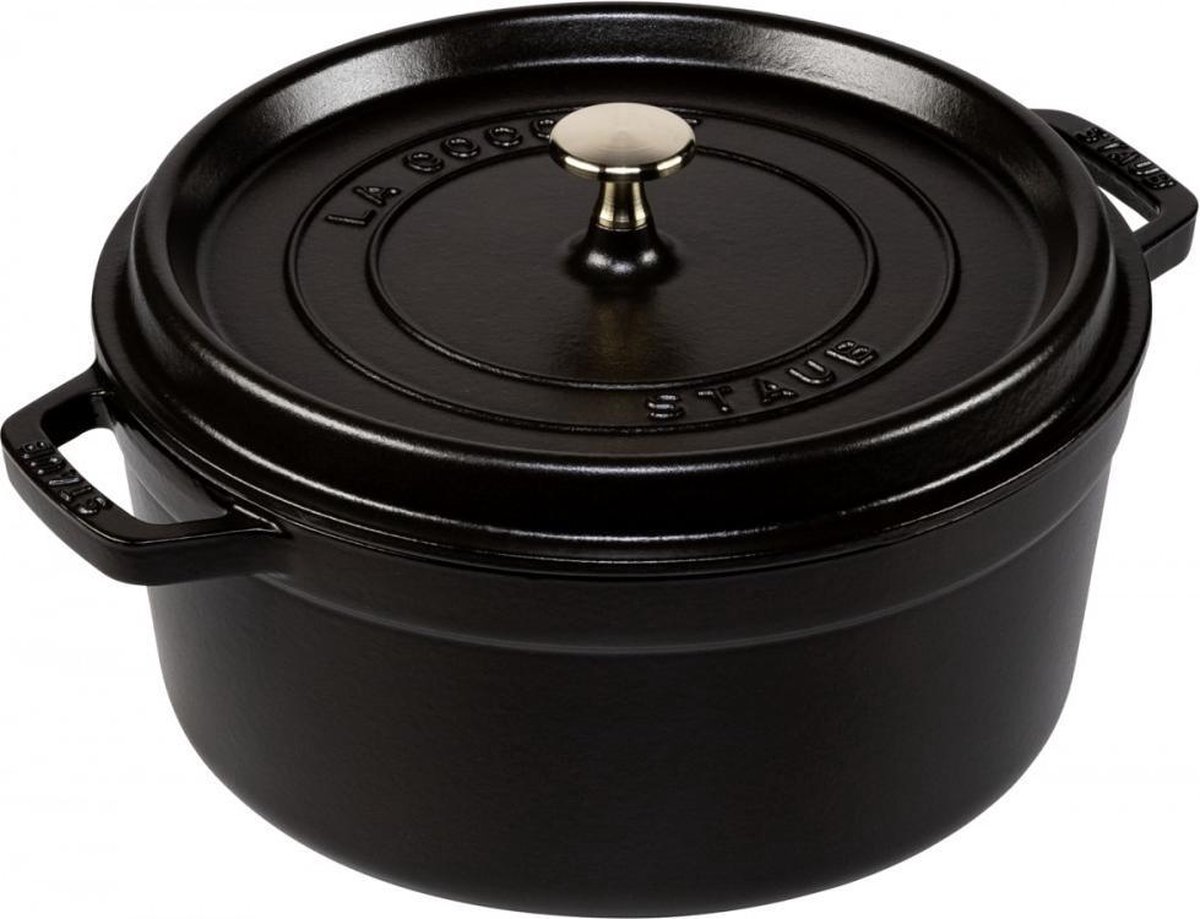 Staub Cocotte Zwart 26cm - Gietijzer - 5.25l - alle Vuren