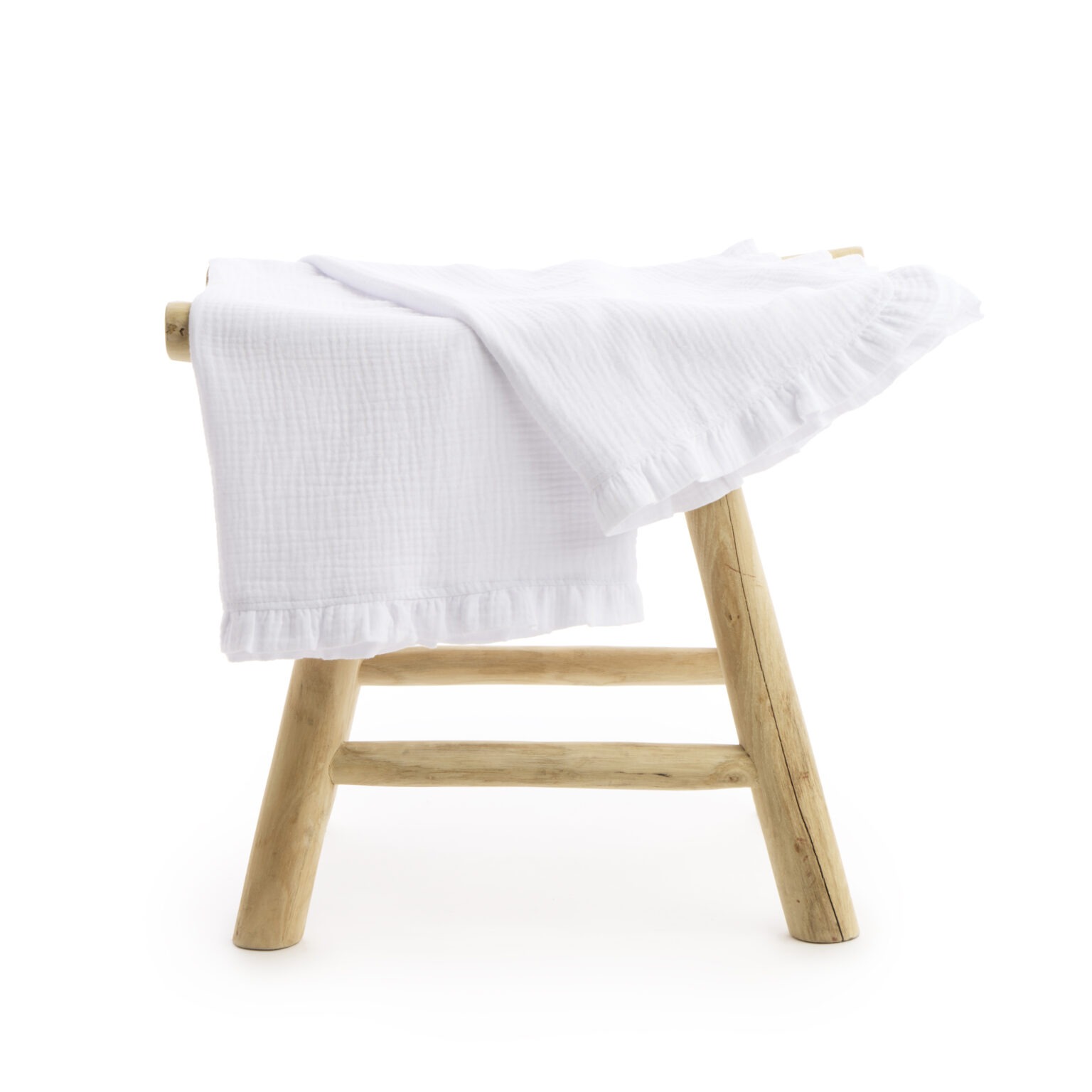 Living Nature Deken Delphine Tetra met Ruffles Wit 120x120 cm