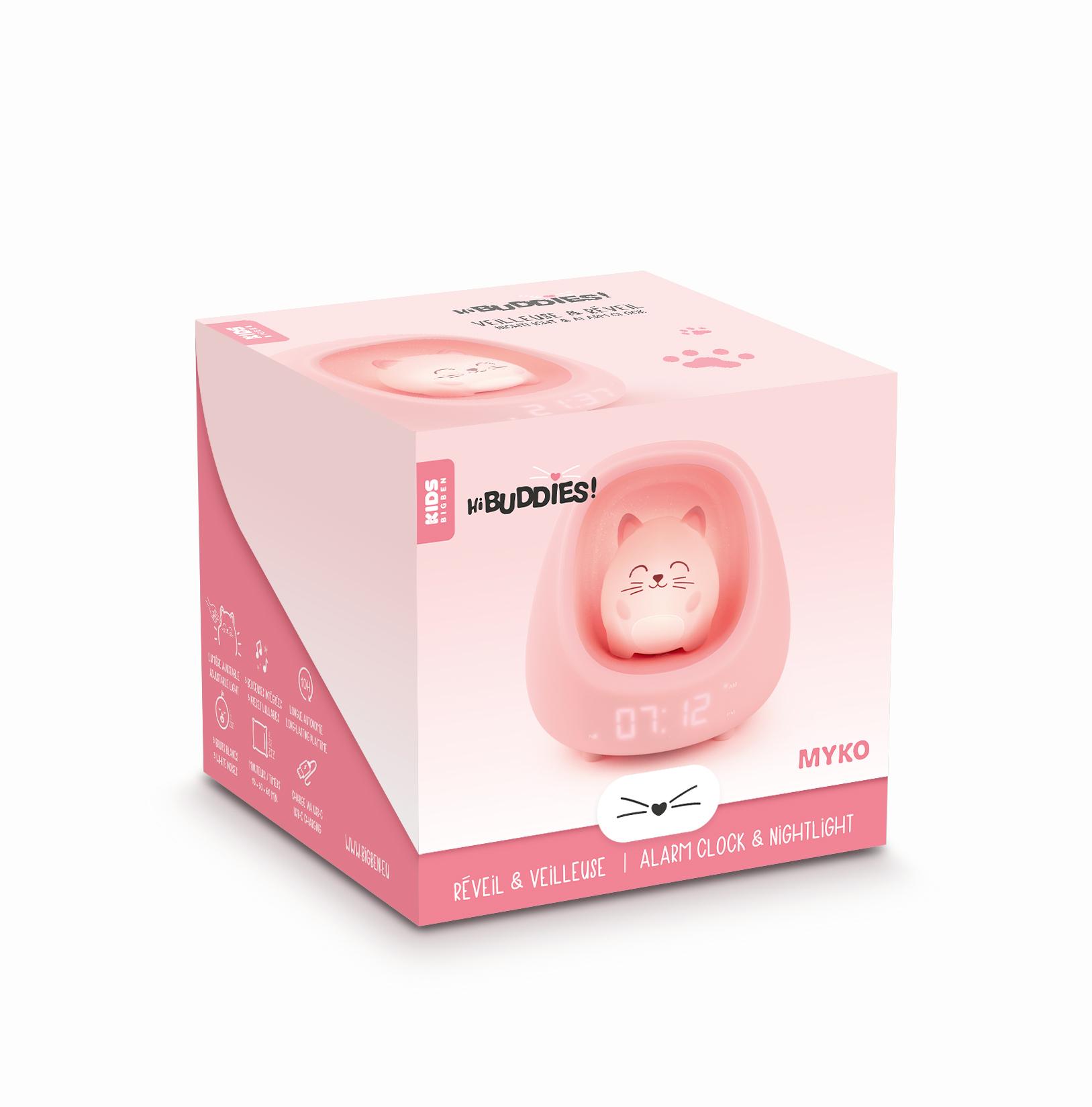 Hibuddies NightLight met Kids Alarmklok Cat