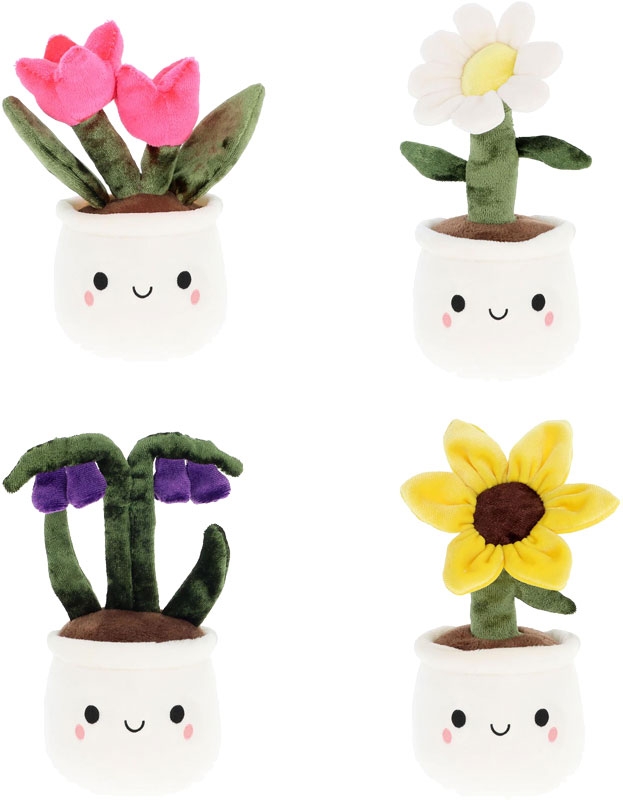 Bloemen Bobbals 12 cm, pluche knuffel assorti - prijs per stuk