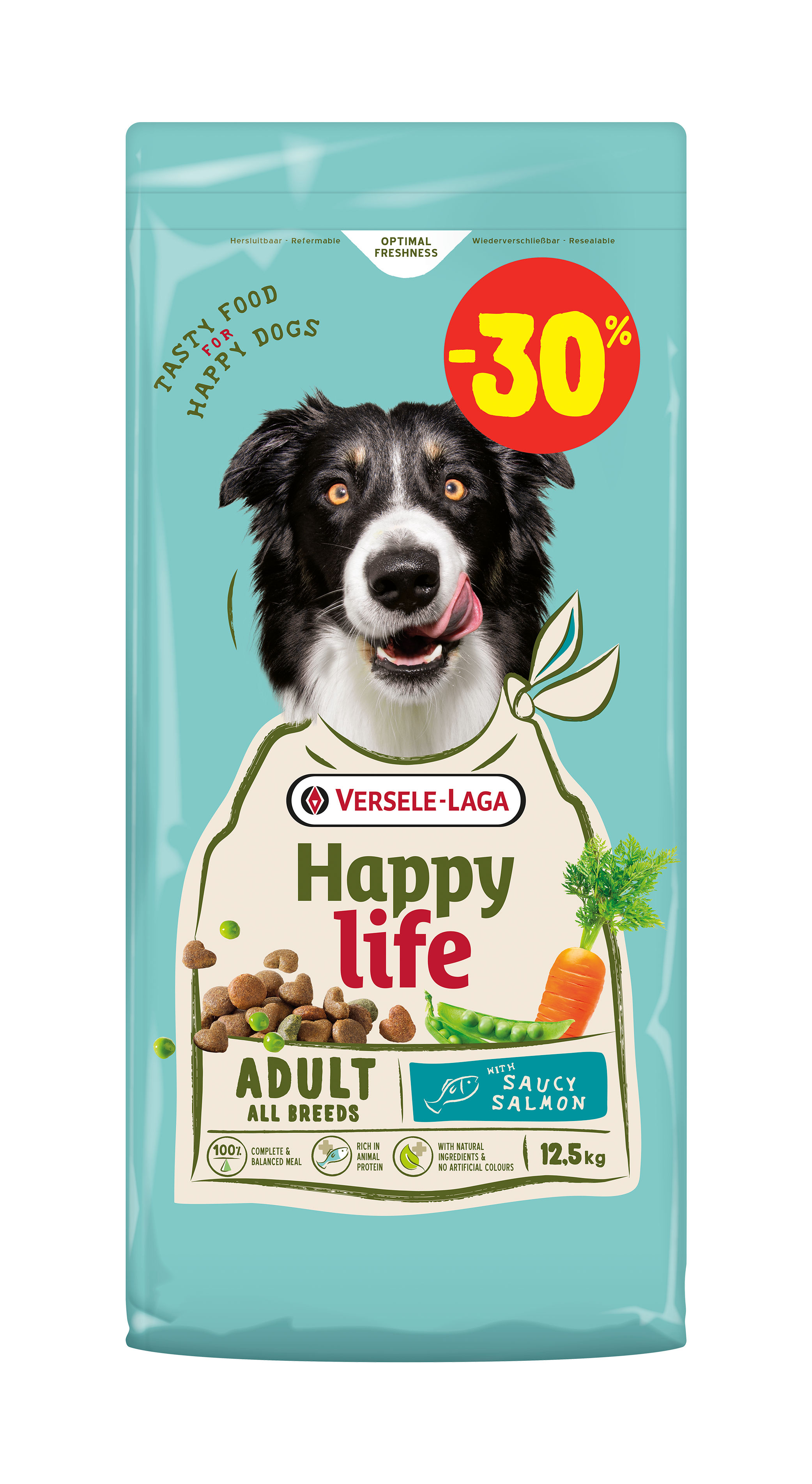 Versele-Laga Happy Life Adult Hondenvoer met Zalm 8.75 kg + 3.75 kg Gratis