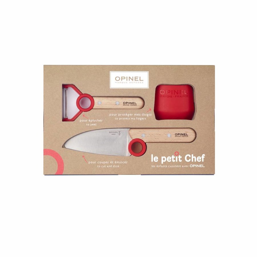 Opinel Keukenset Le Petit Chef 3-delig Kinderset - RVS/Hout - Rood