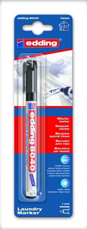 Edding Wasgoedmarker e-8040 1 mm Zwart 001 - Ronde Punt