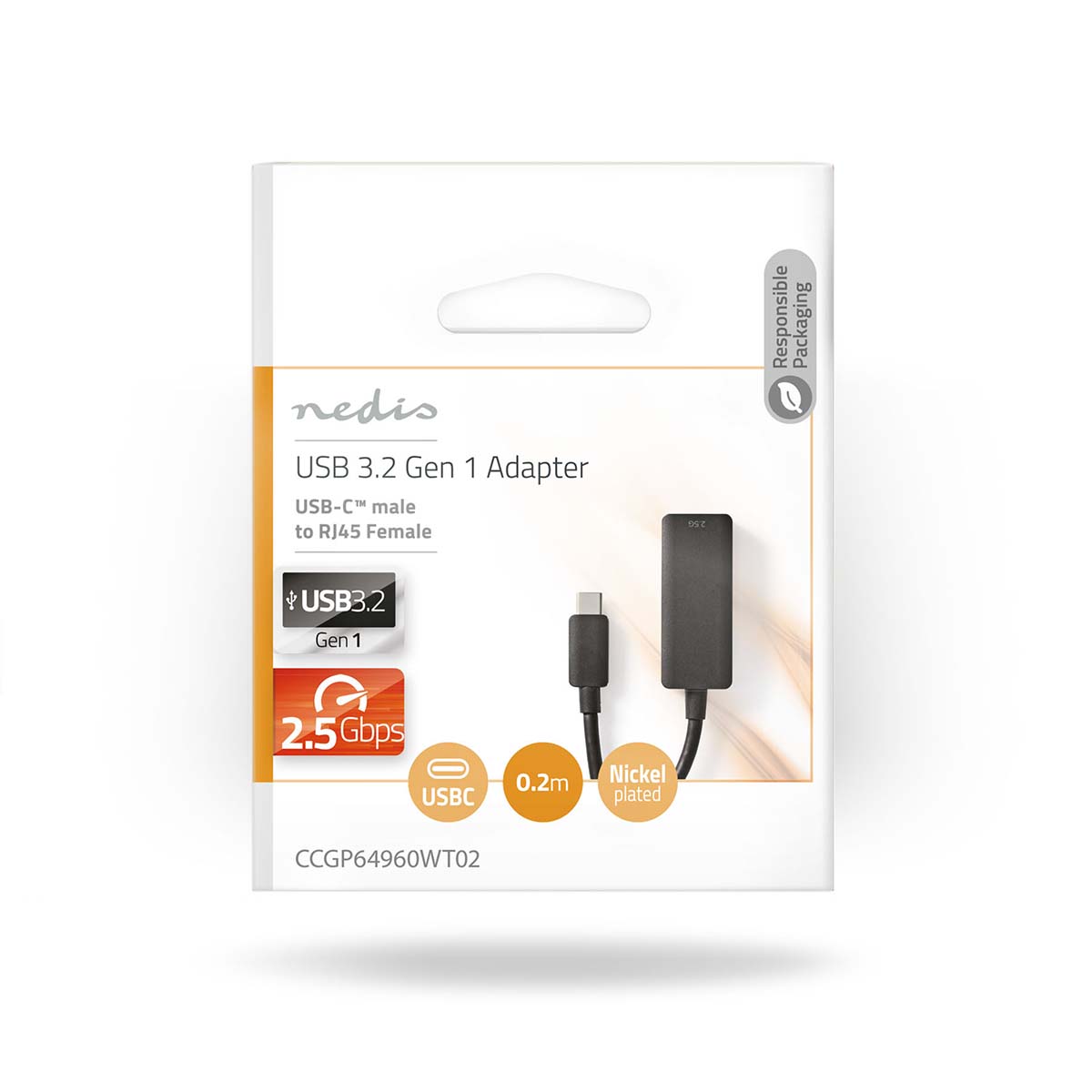 Nedis USB-C naar netwerk RJ45 zwart