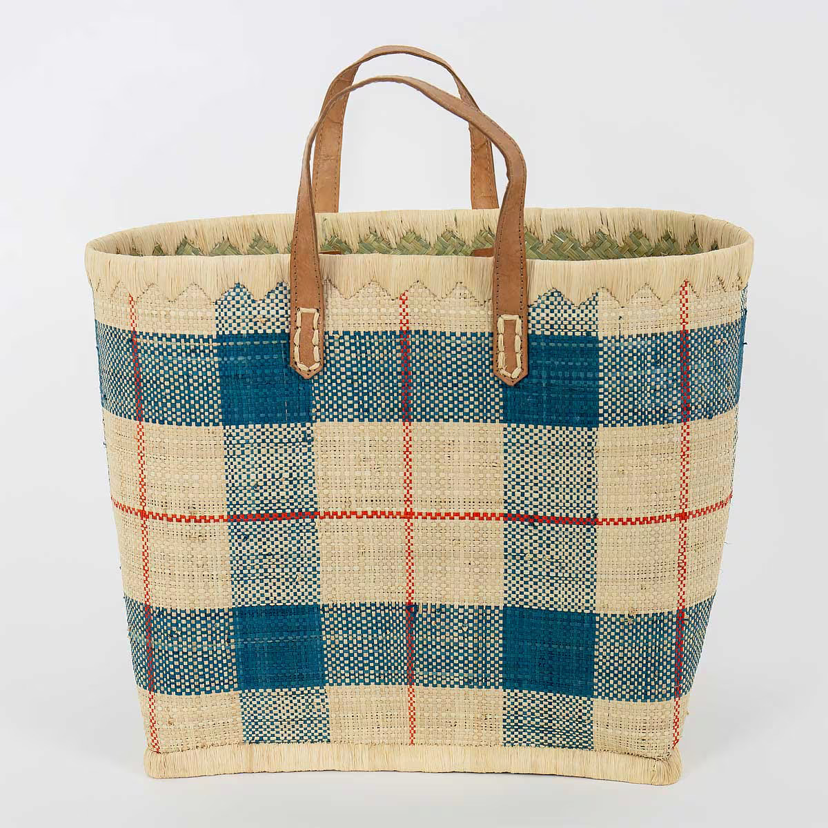 Awoc Shopper Raffia Blue-Nature large 34x37x22 cm Awoc Shopper Raffia Blue-Nature large 34x37x22 cm