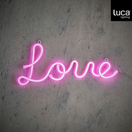 Luca Lighting Neon Light LED Love Roze - 38x16 cm - 120 leds - op Batterij - met Timer