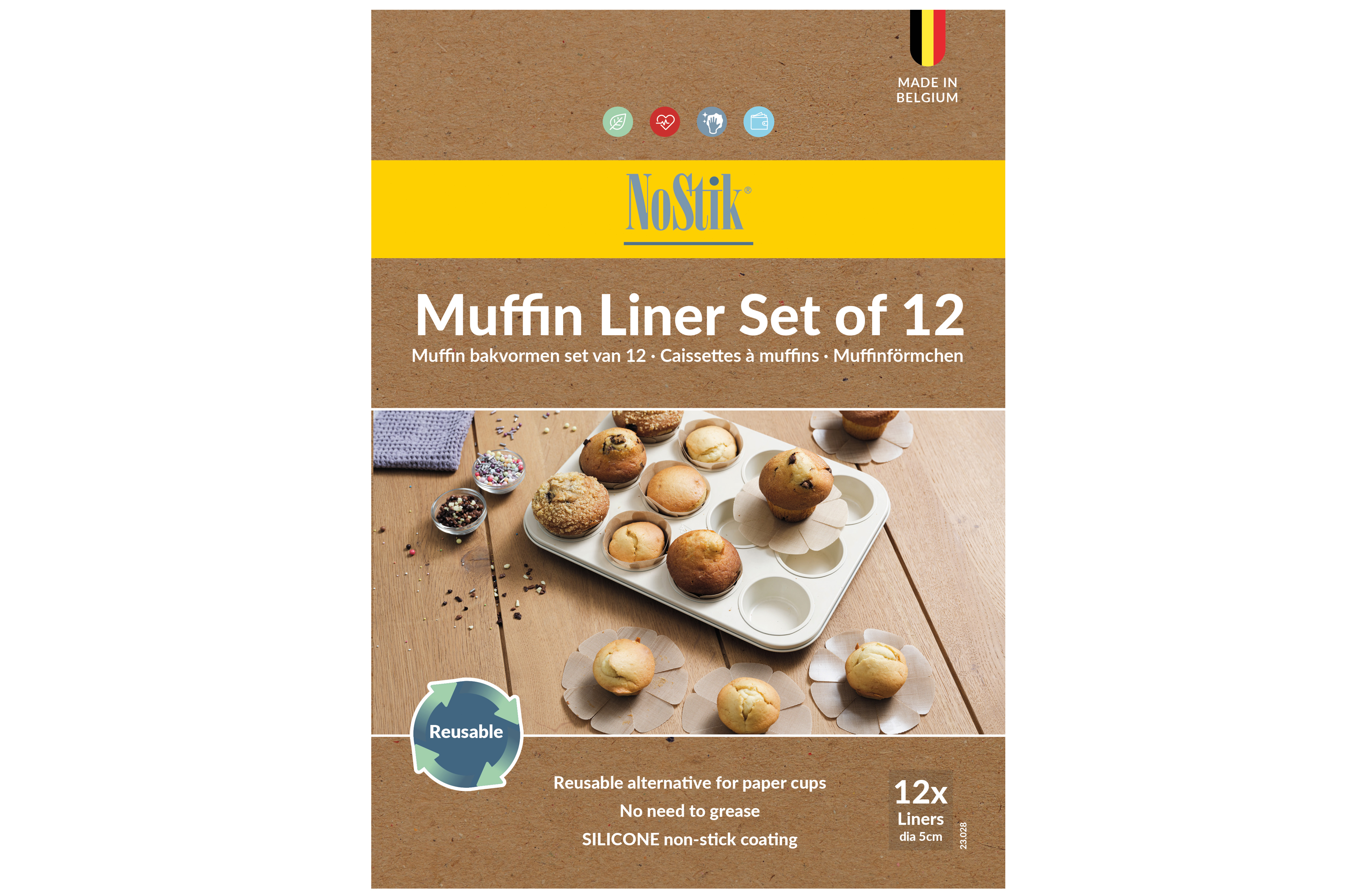 NoStik Muffinvorm 5.5x5.5 cm set 12 stuks - Silicone