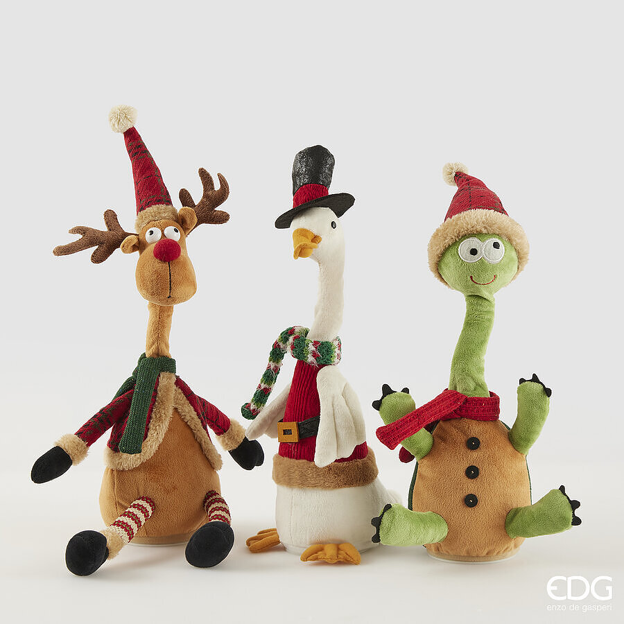 EDG Dier in Kerstoutfit 38cm - met Beweging en Muziek - op Batterijen (excl.) - assorti - prijs per stuk