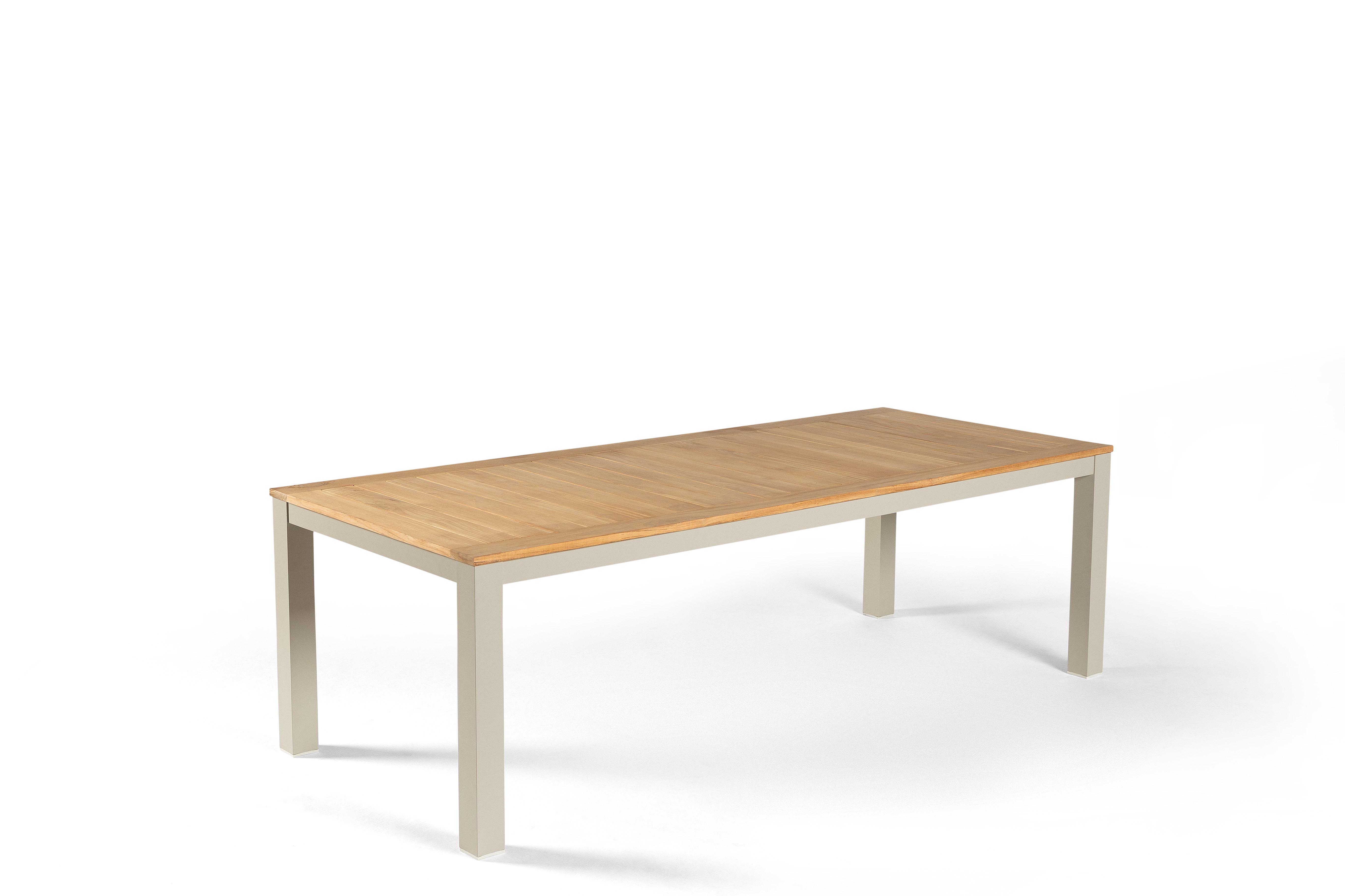 Gescova Byron Tuintafel 210 x 100 x 75cm Linnen Alu, Teak Tafelblad