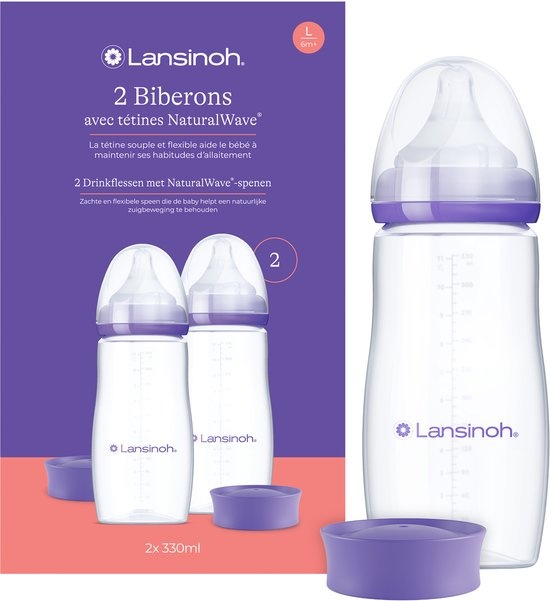 Lansinoh Zuigfles Natural Wave 330 ml - 2 stuks