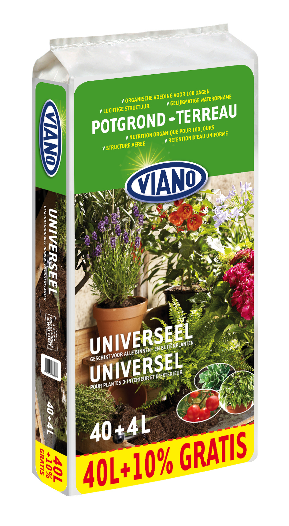 VIANO Universele Potgrond 40 l + 4 l Gratis