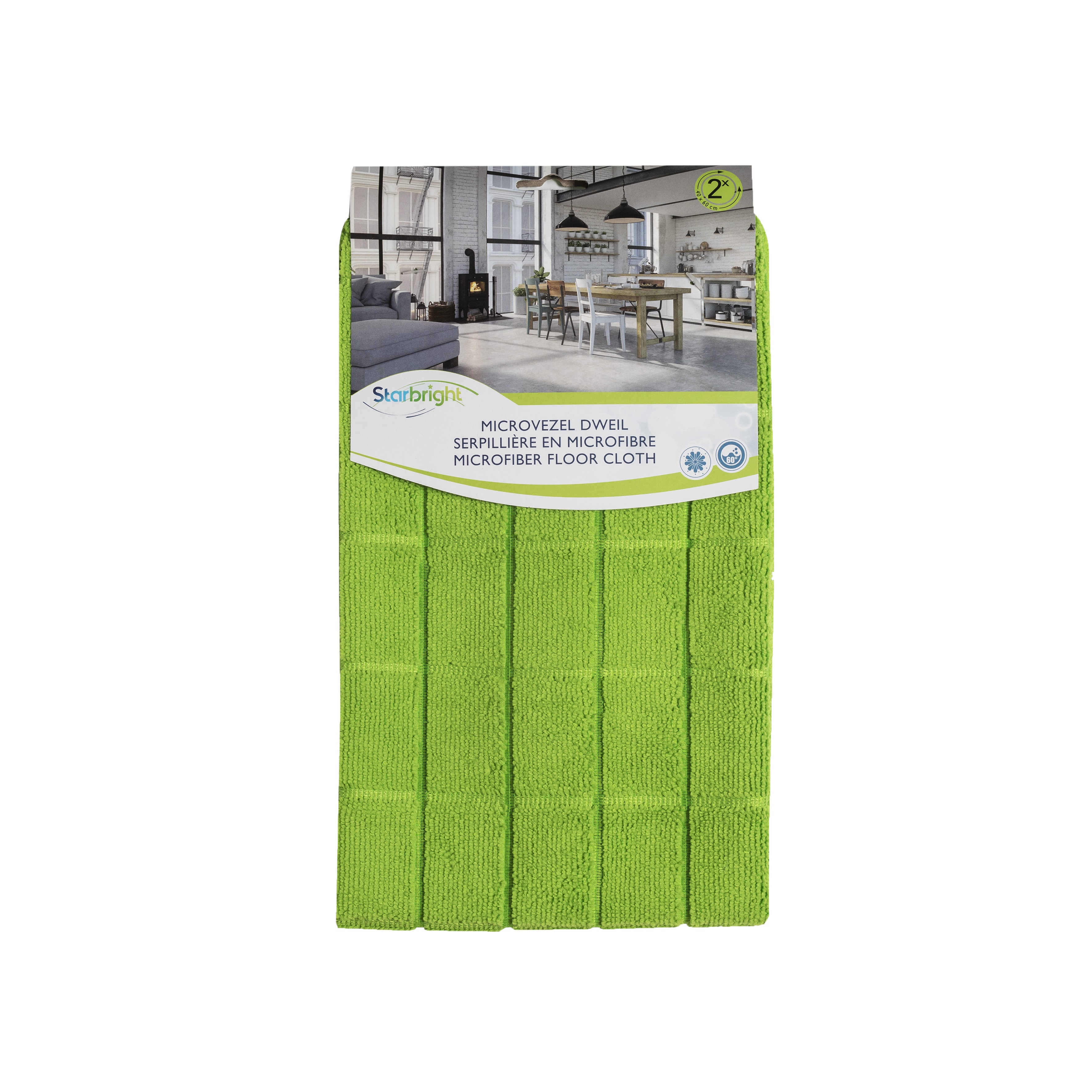 Starbright Dweil Microvezel 60x40 cm 2 stuks - Eco