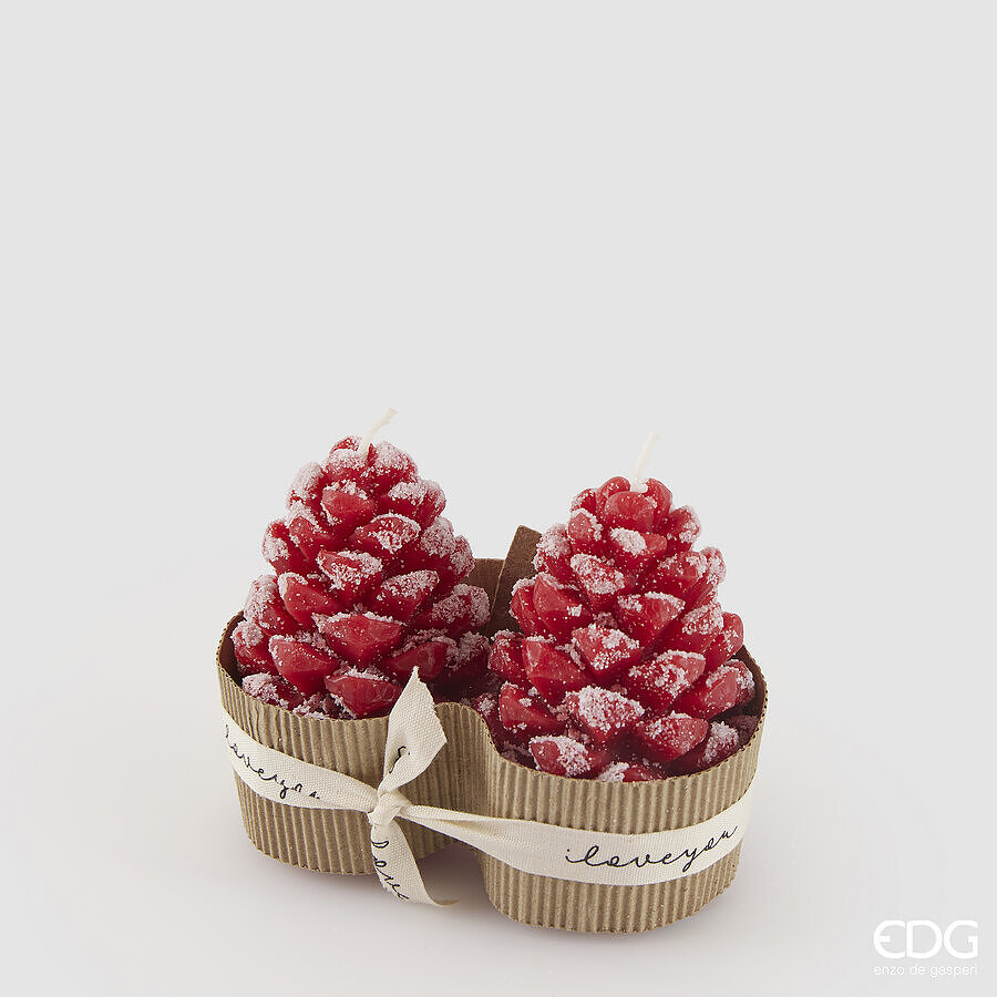 EDG Kaars Dennenboom Rood 2 stuks 110g - 6x9 cm - 8 Branduren