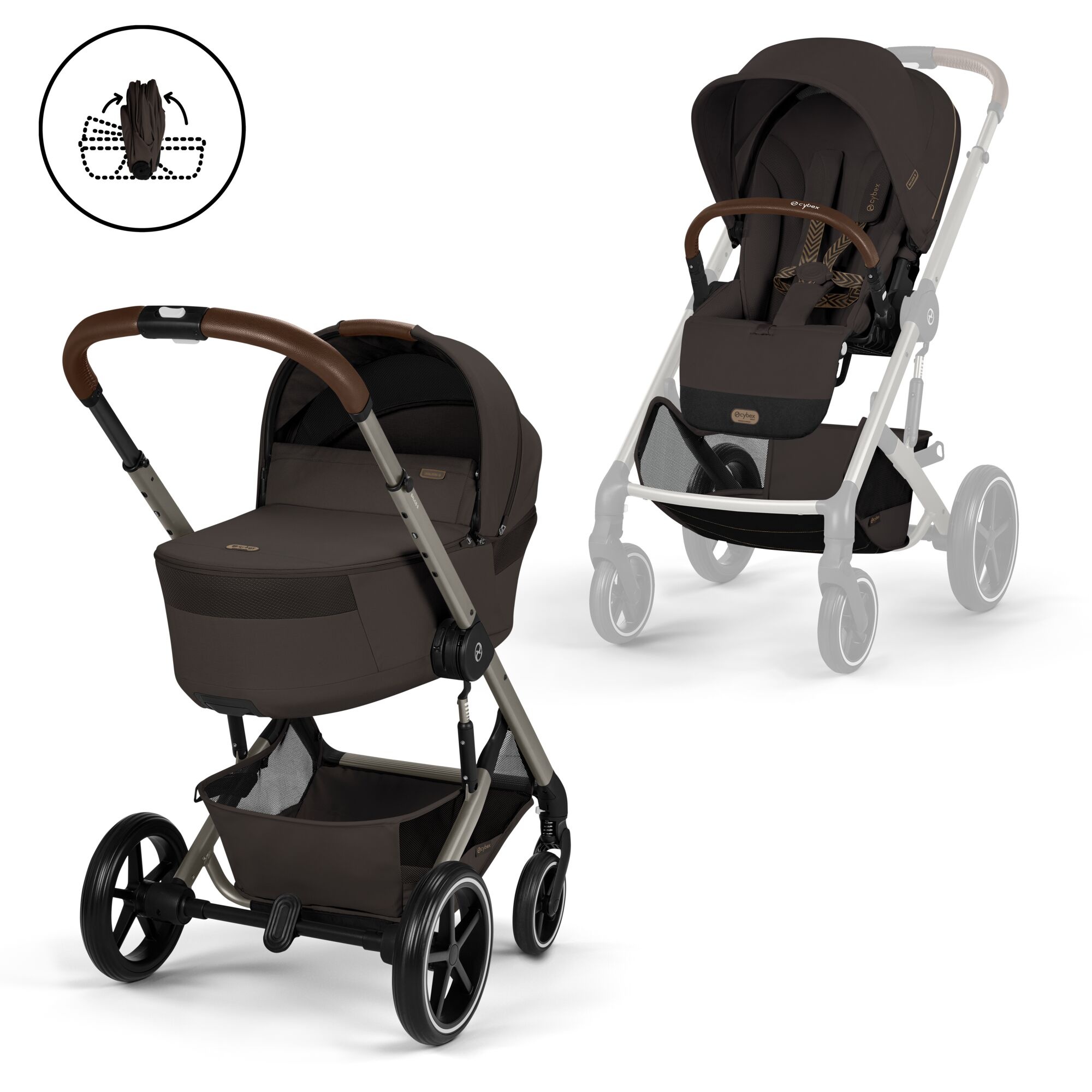 Cybex Kinderwagen Balios S Lux Draagmand opvouwbaar Chocolat Brown