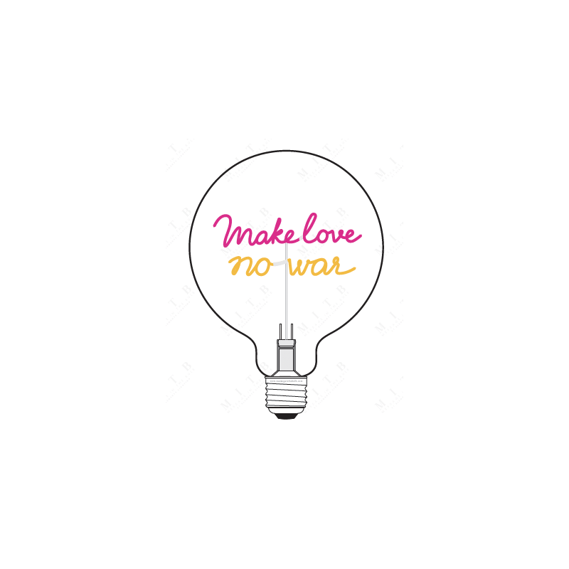 MITB Gloeilamp Make Love Not War G125 - E27 - 2W - Rood/Amber - Staand