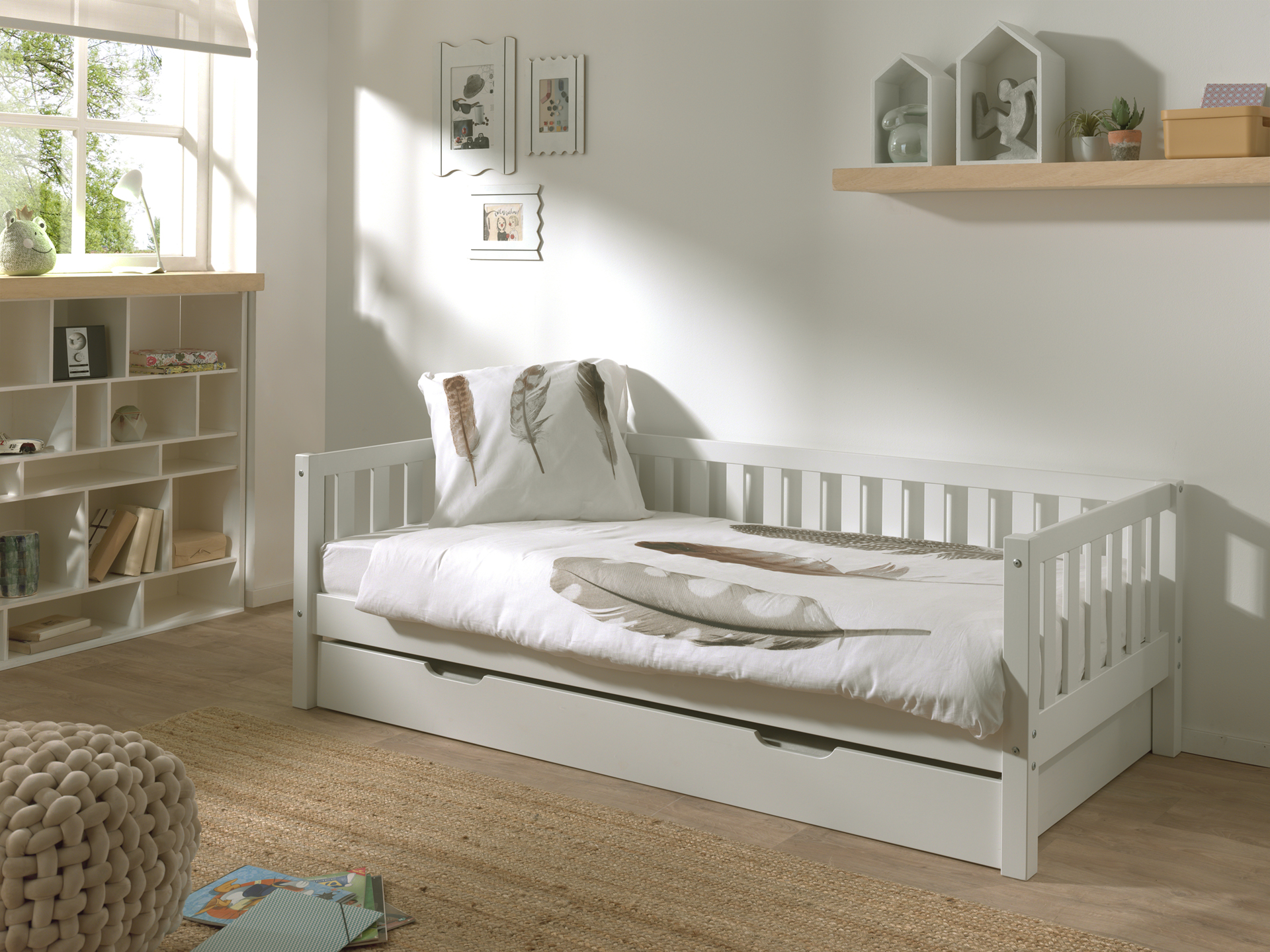 JAXX Fritz Combinatie Wit - Bed (90x200 cm) en bijhorend Rolbed