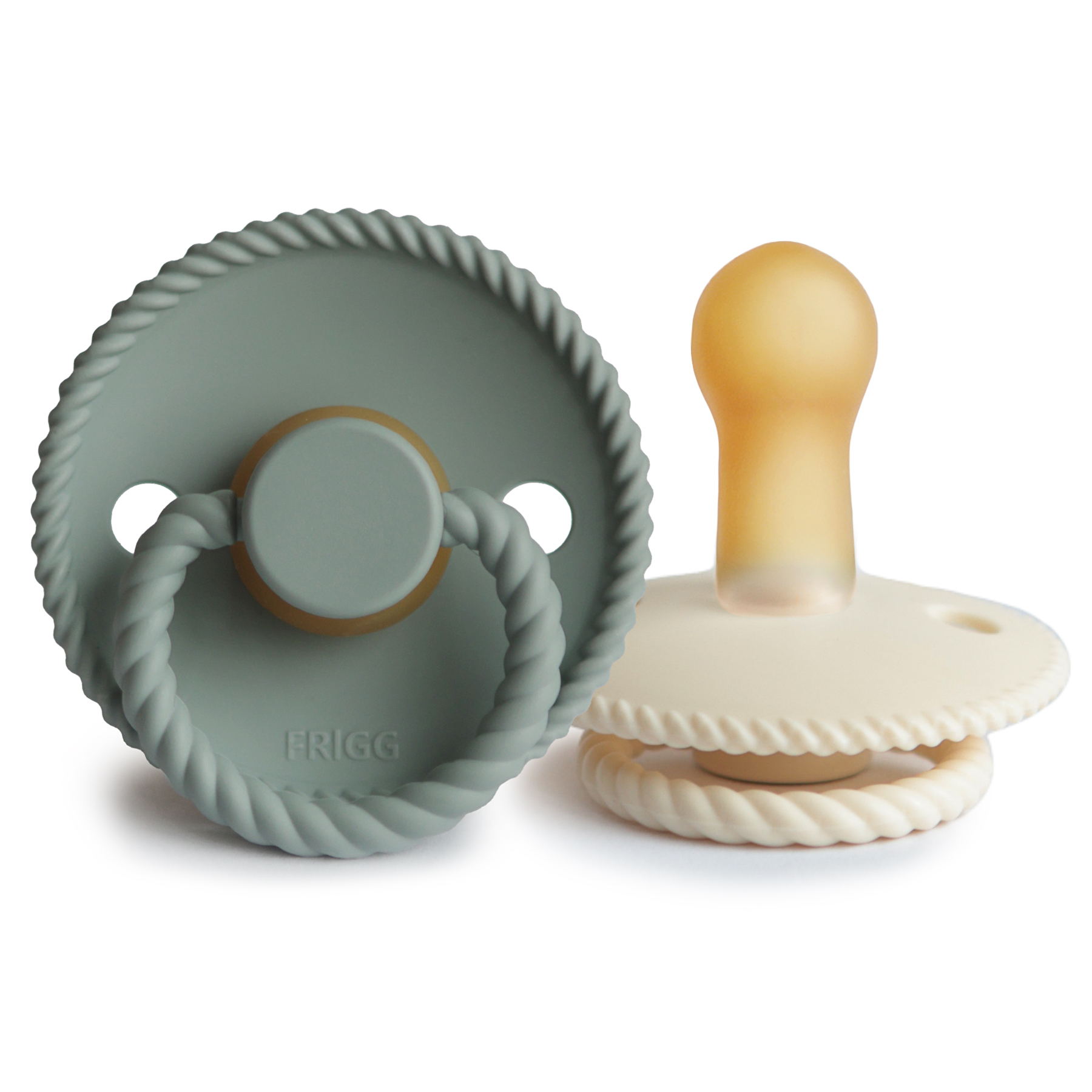 Frigg Fopspeen Rope Latex Cream-Sage 6-18 maand - 2 stuks