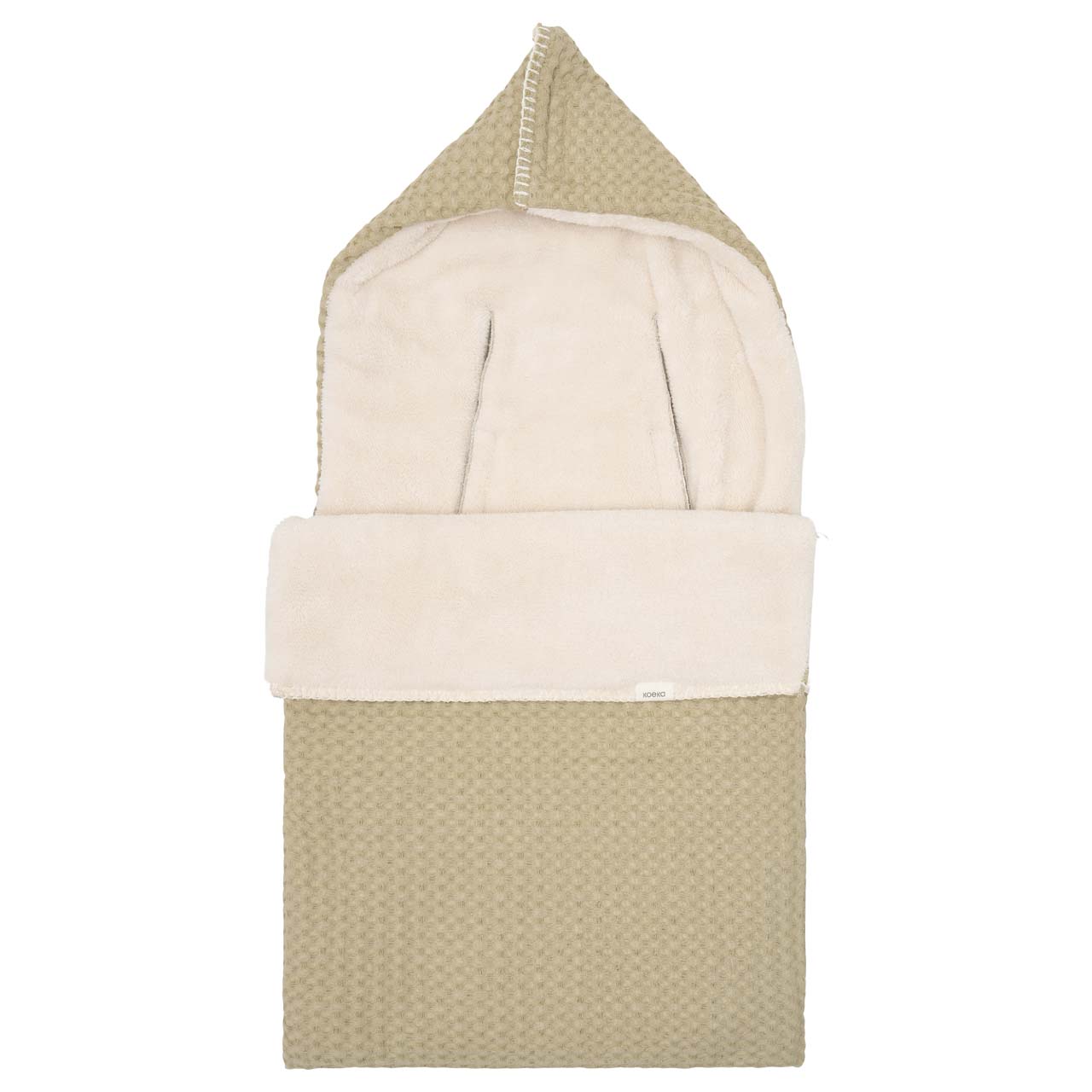 Koeka Voetenzak Autostoel 0+ 3-5 Puntsgordel Wafel-Teddy Oslo Olive 86x40 cm