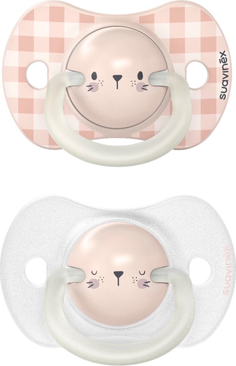 Suavinex Fopspeen SX Pro Night&Day Silicone symmetrisch Konijn - 0-6 maand -2 stuks