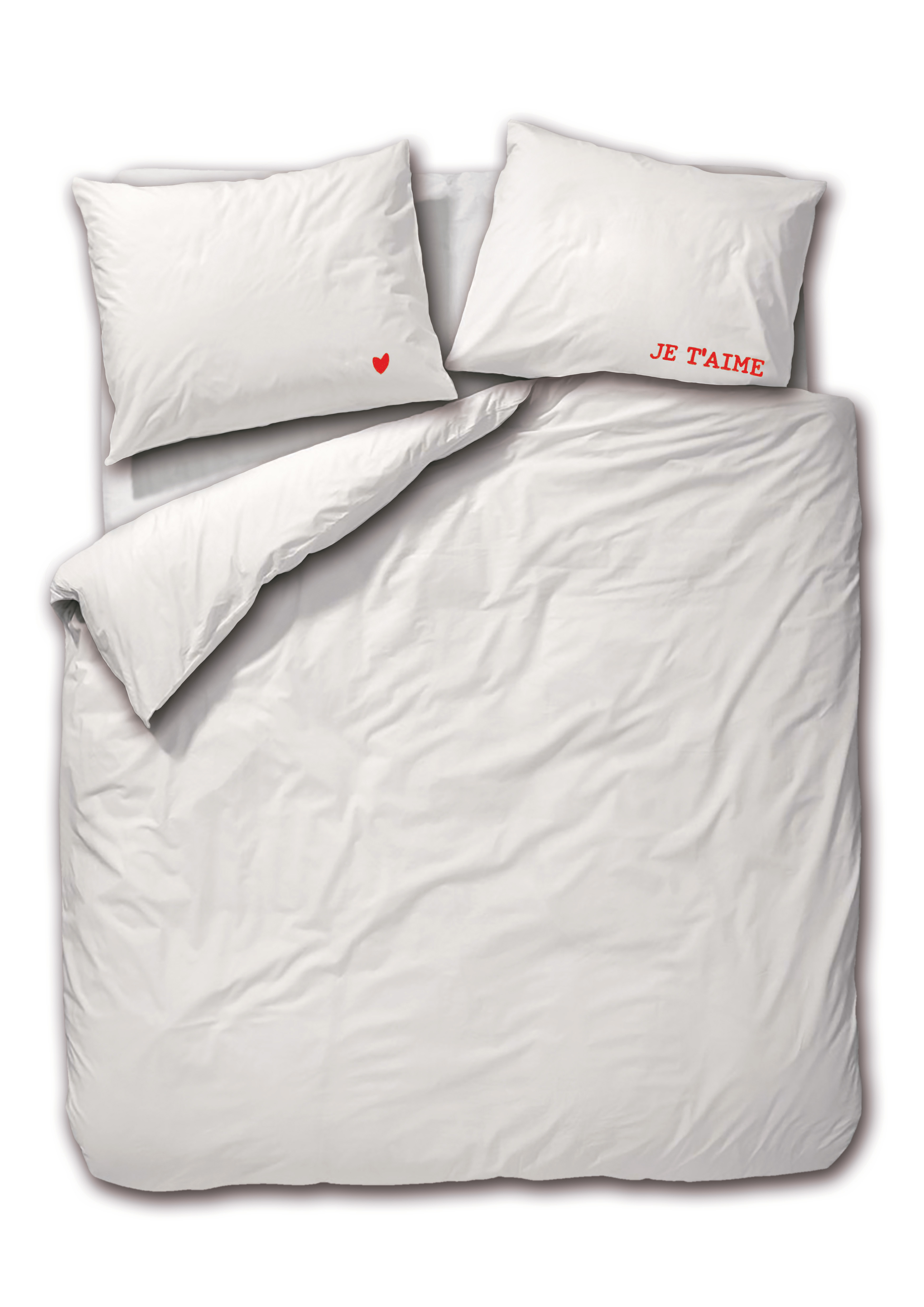 Passion Dekbedovertrekset Je t'Aime 200x220 cm Perkaal Katoen Wit Rood