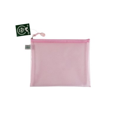 Foldersys Pochette met Rits A5 zonder PVC Pastelroze-Transparant