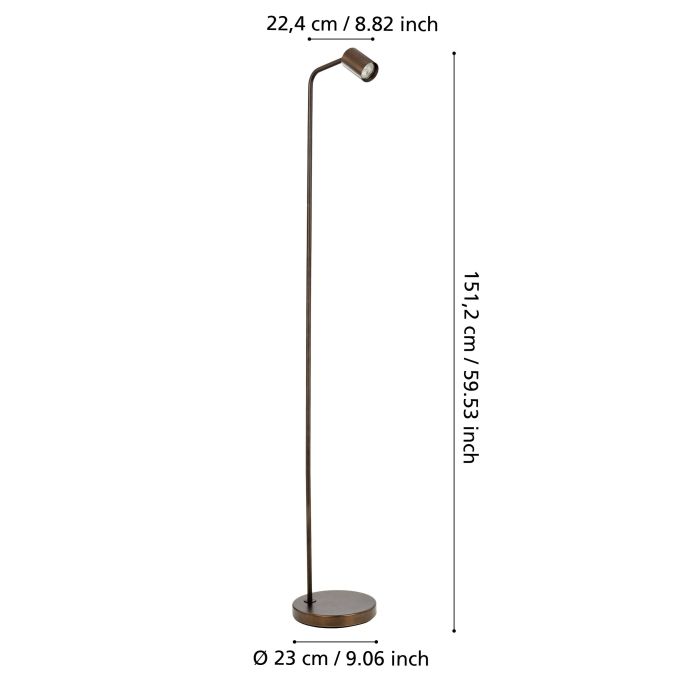 Eglo Vloerlamp Rigomagno GU10 5W 400lm 151cm Brons