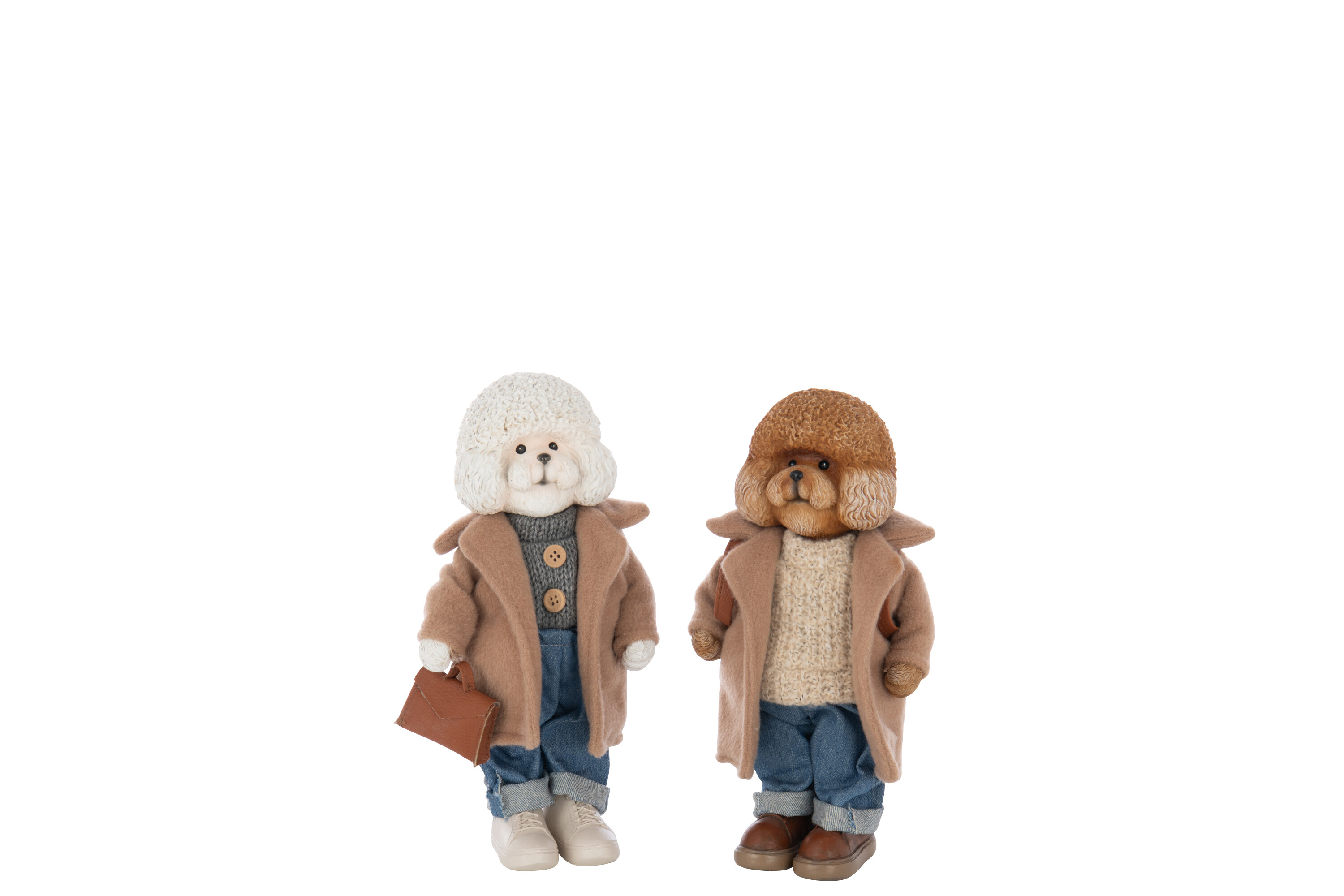 J-Line Poedel met Jas Jongen/Meisje 13x8x24.5 cm - assorti - prijs per stuk