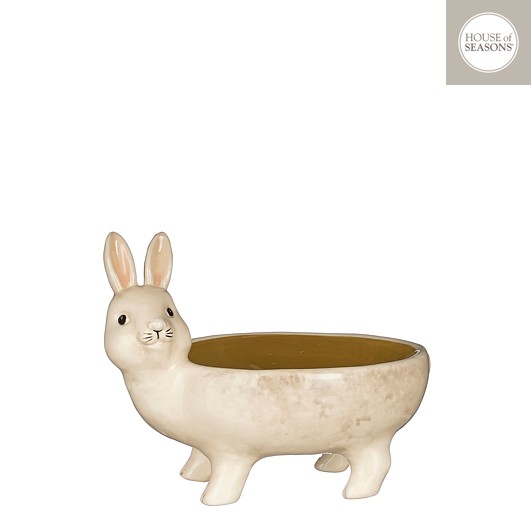 House of Seasons Schaal Wild Konijn Lichtgrijs - 18x13x14 cm - Aardewerk