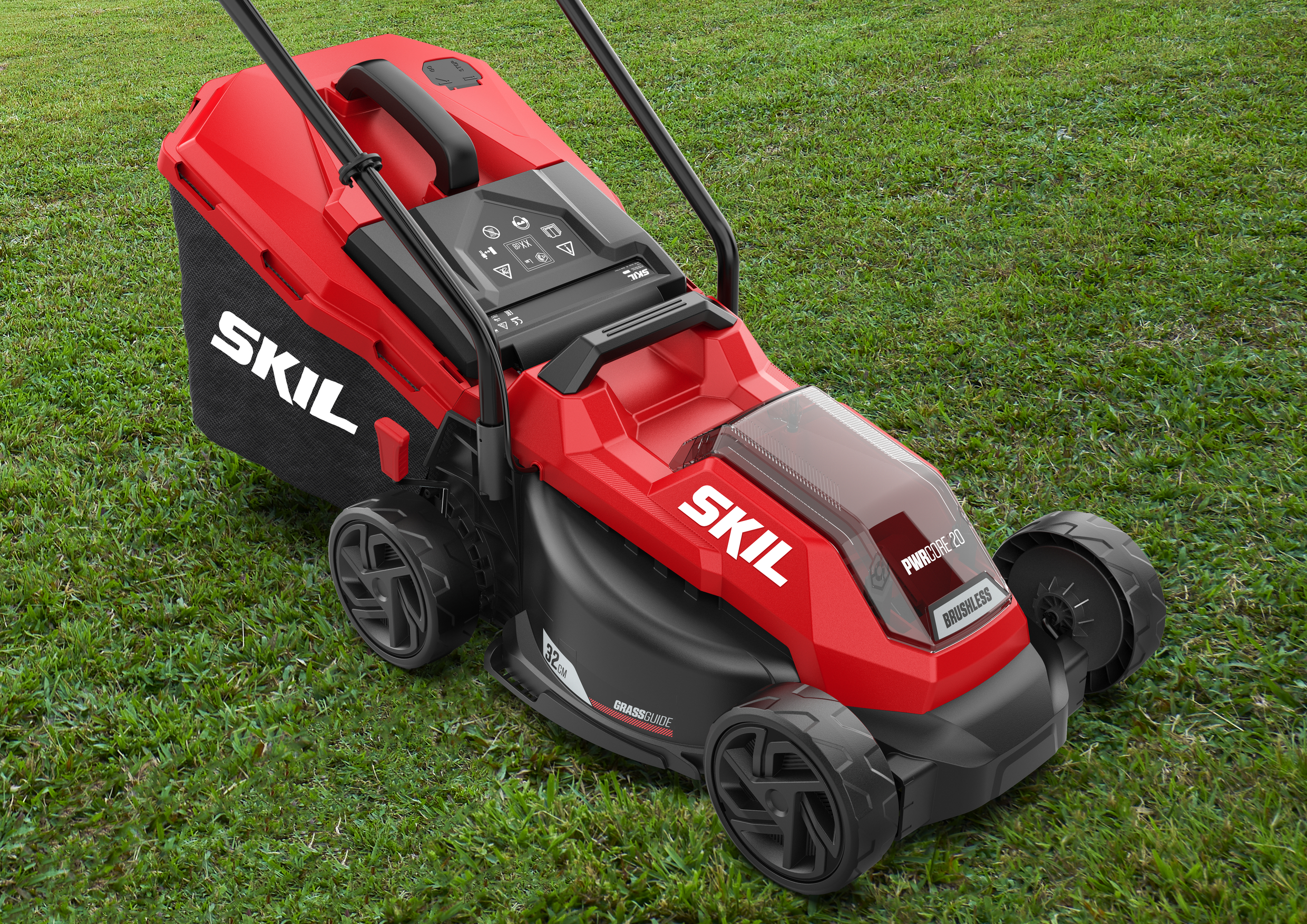 Skil Accu Grasmaaier 0125AA Maaibreedte 32 cm met Borstelloze Motor 20V Max Li Inclusief Accu en lader