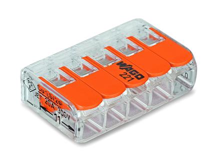 Wago Steekklem met hendel 5 x 0,2-4mm 10 stuks in zakje