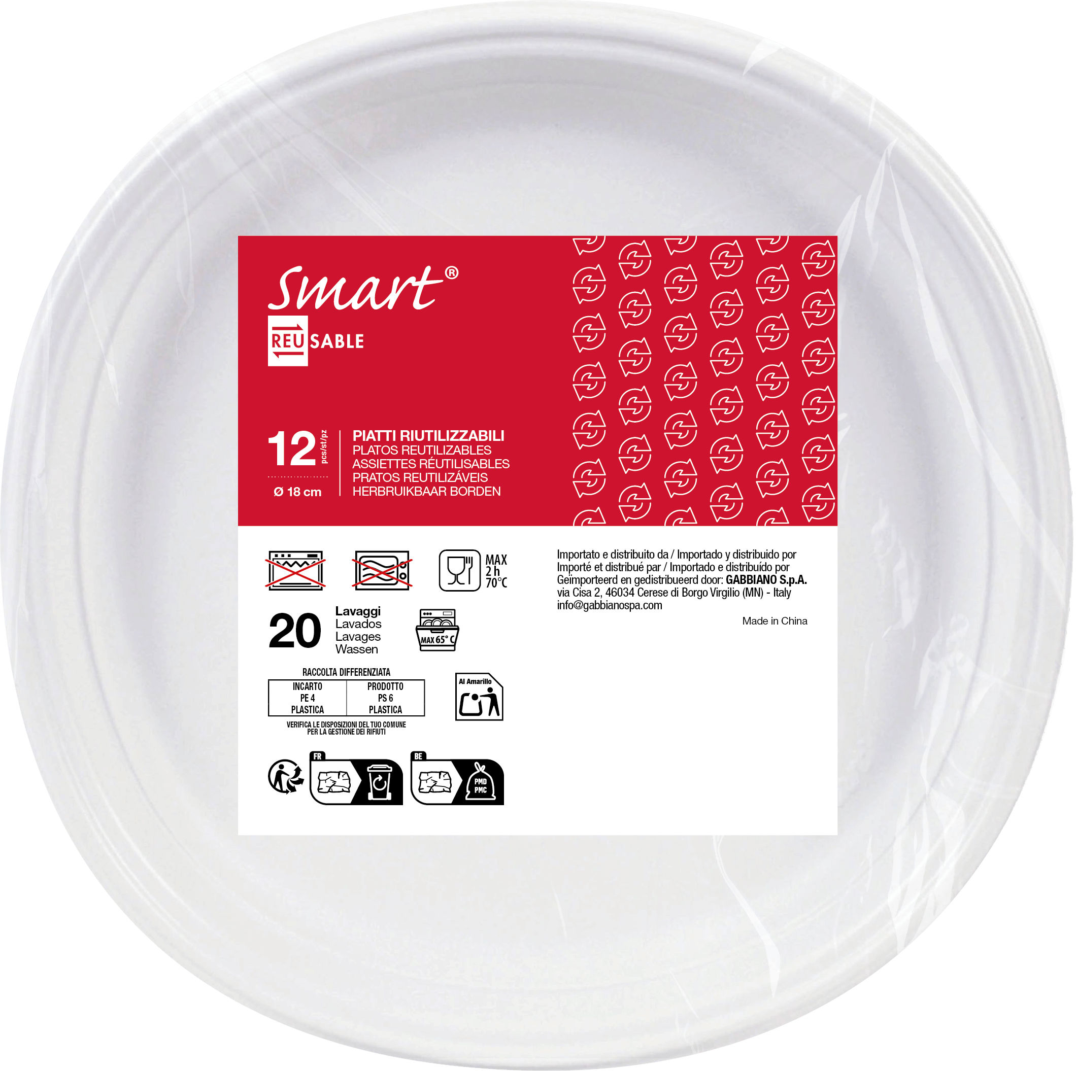 Smart Bord Rond Wit Herbruikbaar 18cm - 8 stuks